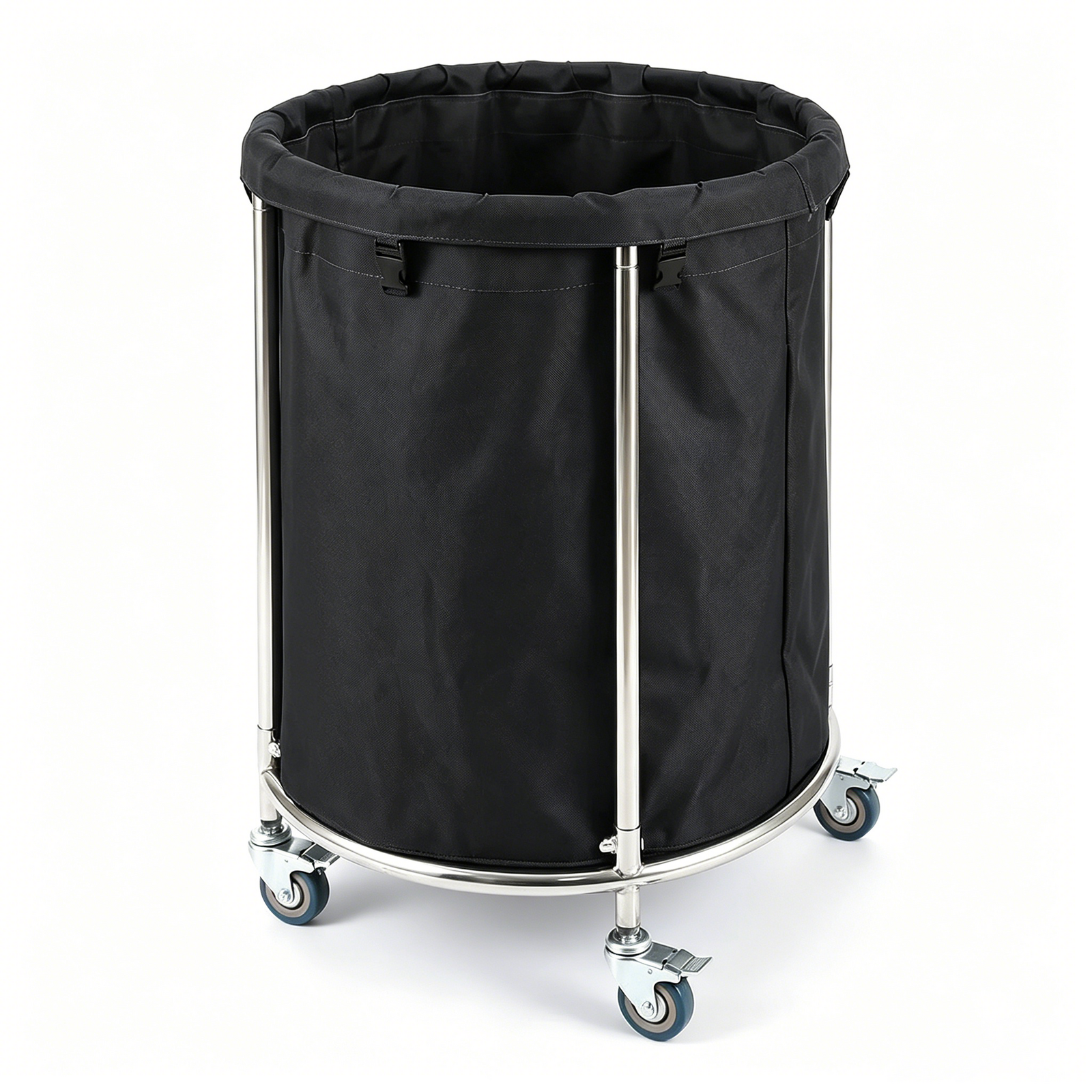 Heavy Duty Laundry Trolley with Wheels, 180L Large Linen Skip, 100kg Load Rust-Resistant Metal Rolling Cart, Silent Casters & Waterproof Bag