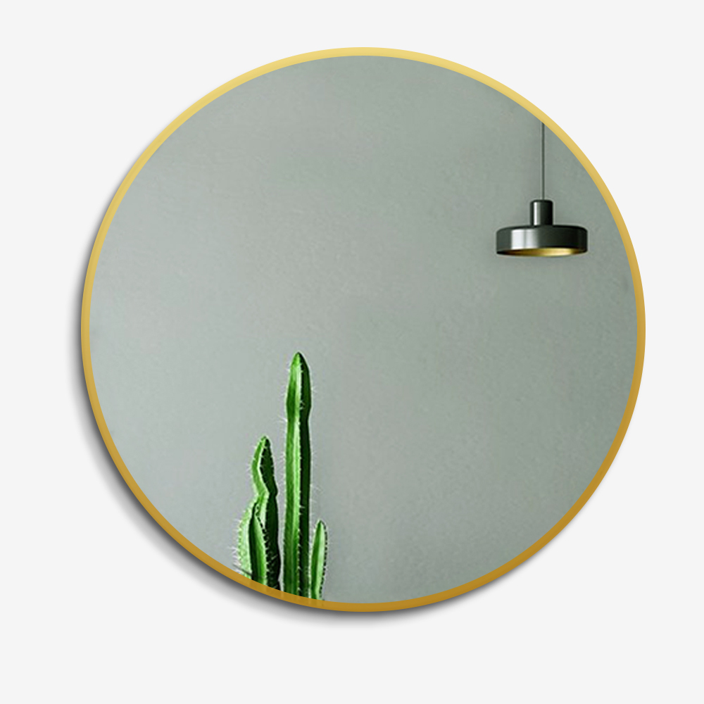 50cm GOLD MIUZ Metal Frame Round Wall Mirror Bathroom Makeup Mirror Rustic