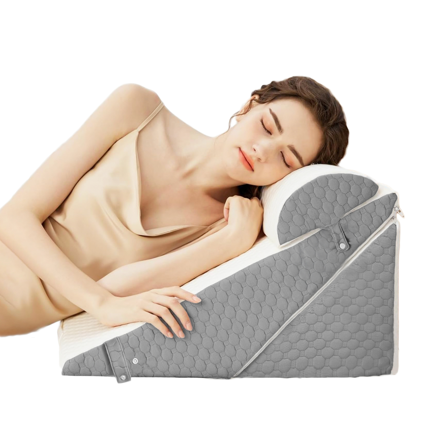 2 pcs Wedge Pillow Memory Foam Contour Pillow Orthopedic Back Neck Support