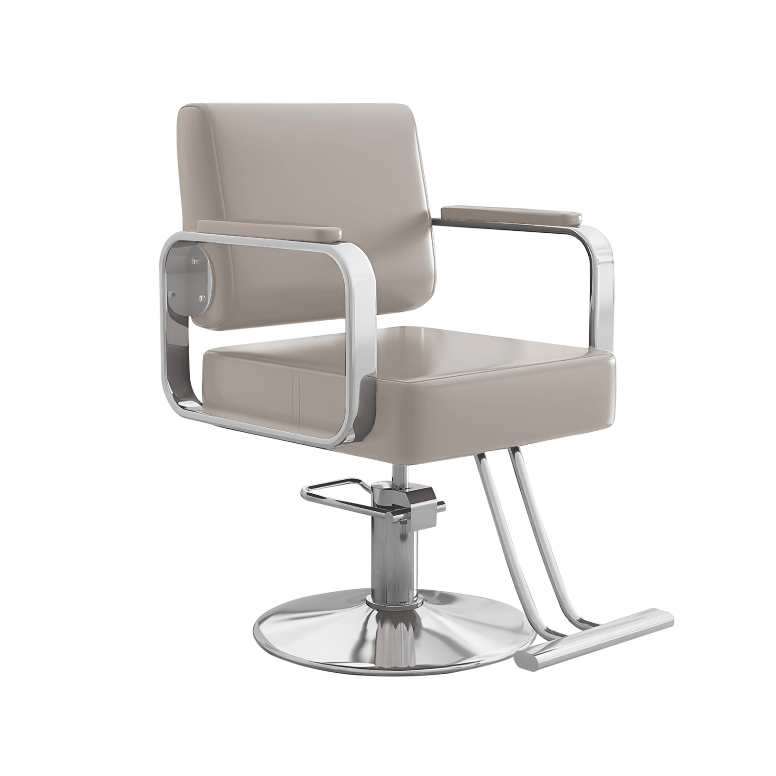Salon Stool Swivel Chair Backrest Barber Hair Dresser Chair Hydraulic Lift - Beige