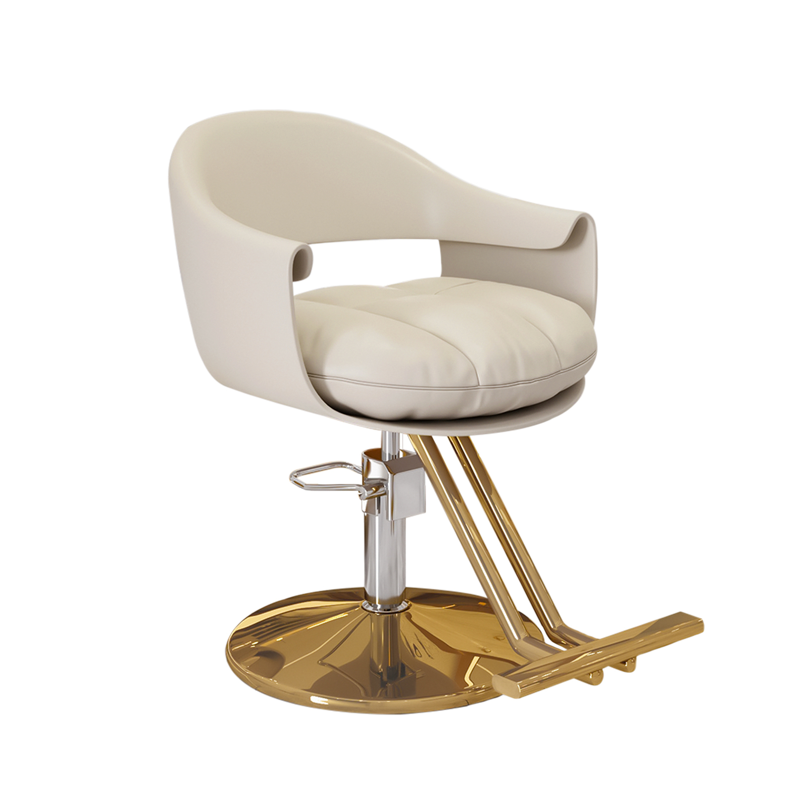 Salon Stool Swivel Chair Backrest Barber Hair Dresser Chair Hydraulic Lift - White