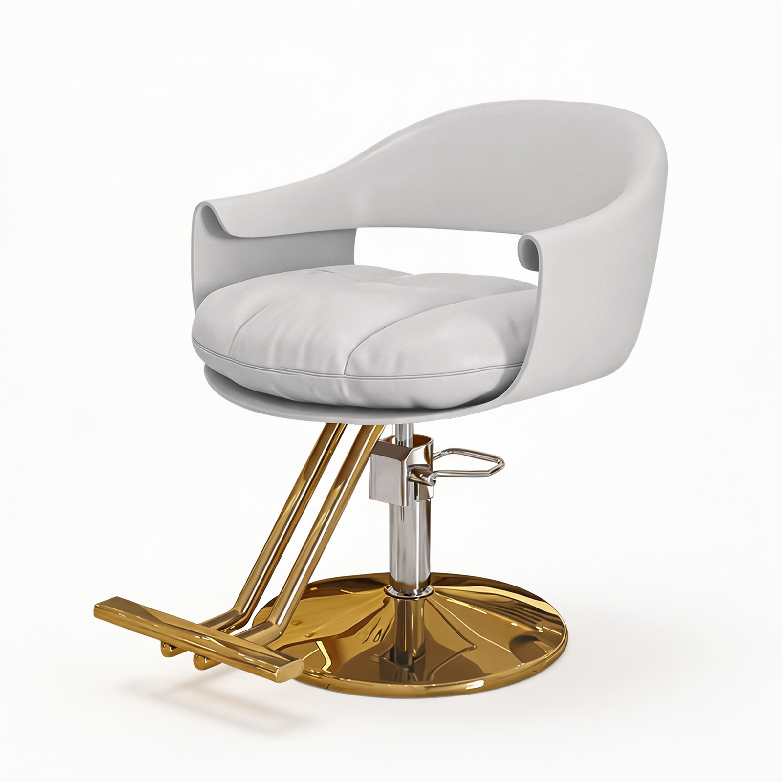 Salon Stool Swivel Chair Backrest Barber Hair Dresser Chair Hydraulic Lift - Light Grey