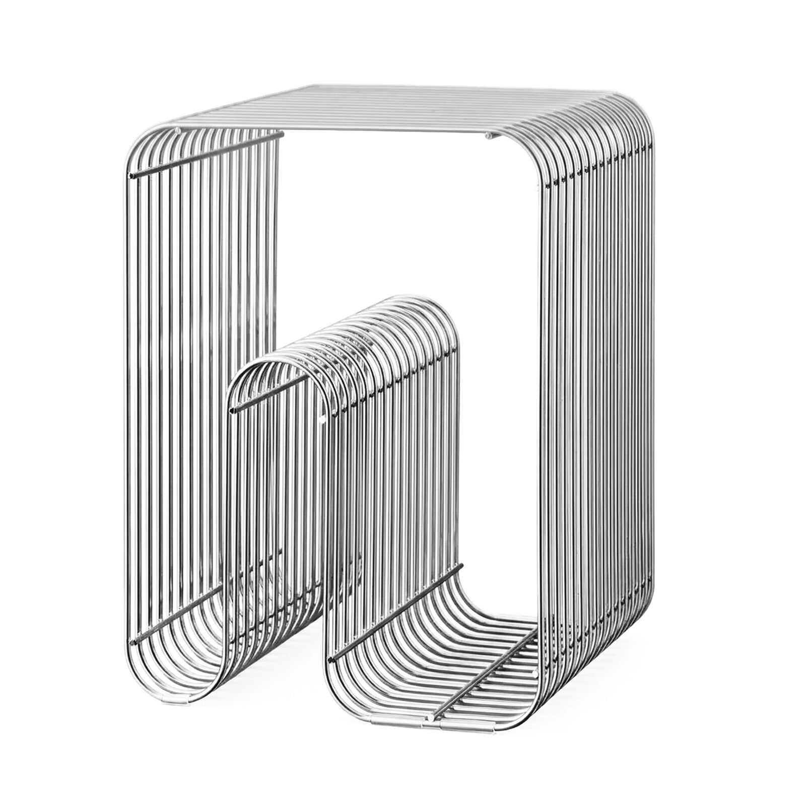 Metal Wire Side Table | Scandinavian End Table | Magazine Rack Storage Shelf | Minimalist Accent Table for Living Room, Bedroom, Office