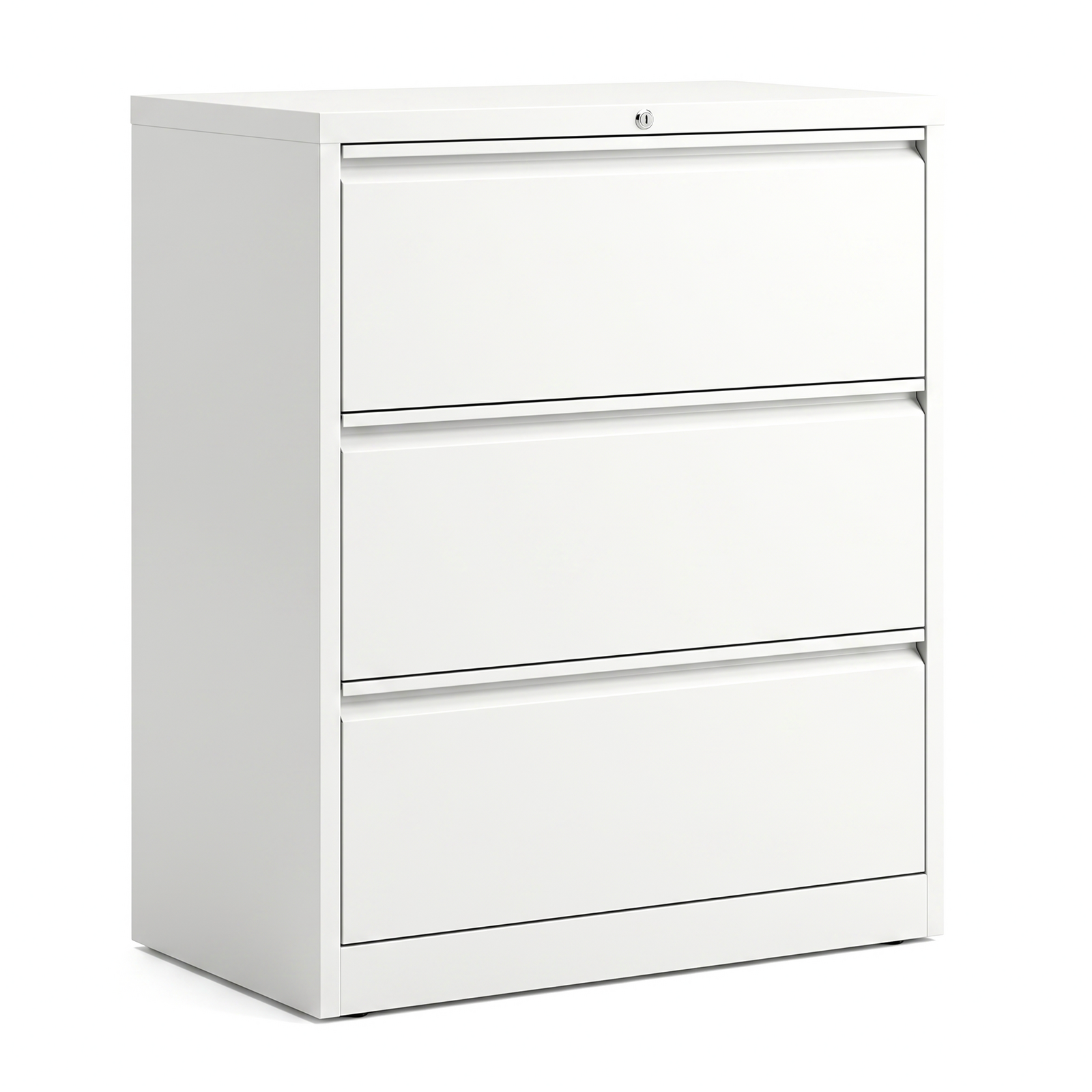 Lateral Filing Cabinet 3 Drawer, Industrial Steel Cabinet, Matte White Foolscap Wardrobe With Security Lock, Storage Cupboard for Office Gym