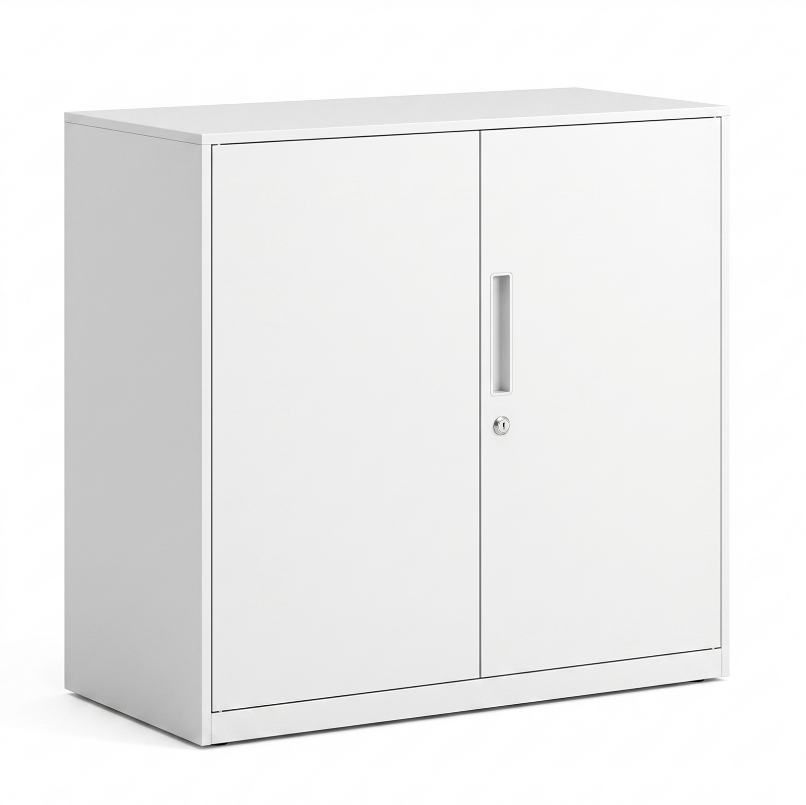 Stationery Cabinet 2 Door, Industrial Steel Cabinet, Matte White Wardrobe With Adjustable Shelves, Low Storage Cupboard for Office Gym