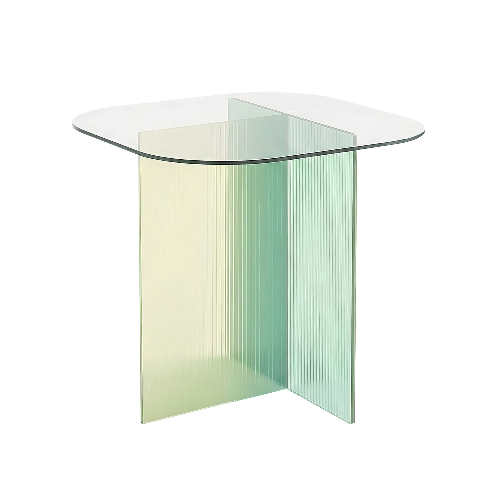 Light Green Acrylic Bedside Table, Modern Transparent Accent Table, Nightstand, Coffee Table, Lightweight End Table w/ Rounded Square Top