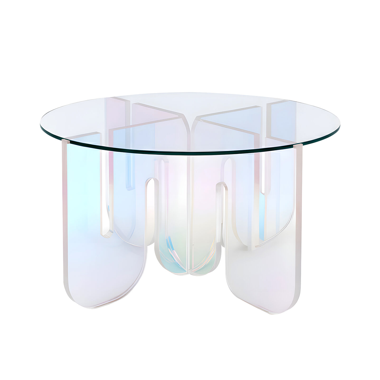 Iridescent Acrylic Bedside Table, Round Modern Accent Table, Durable Nightstand, Coffee Table, Lightweight End Table w/ Artistic Design