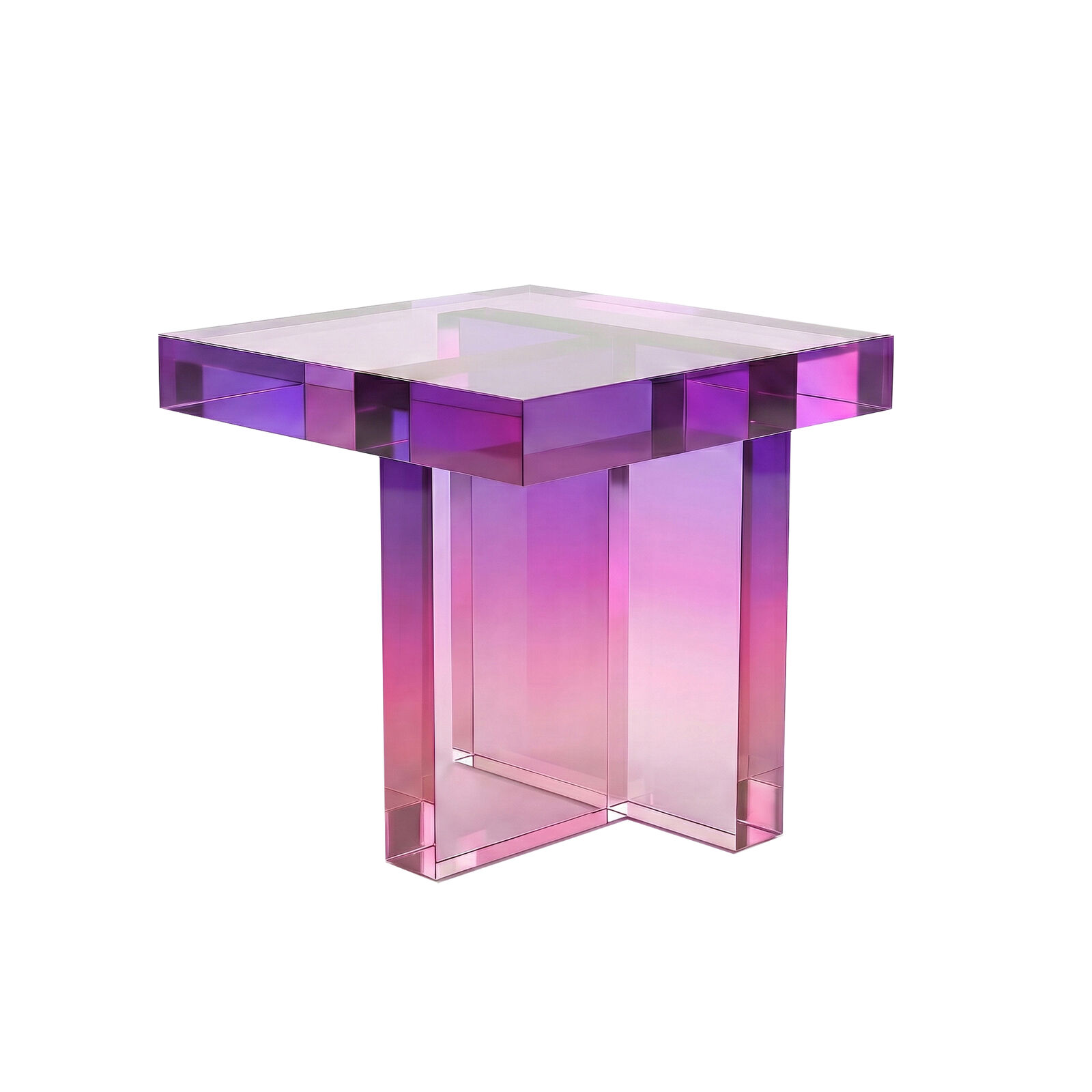 Violet Pink Acrylic Bedside Table, Modern Nightstand End Table, Stylish Transparent Accent Table, Lightweight Coffee Table w/ Compact Design