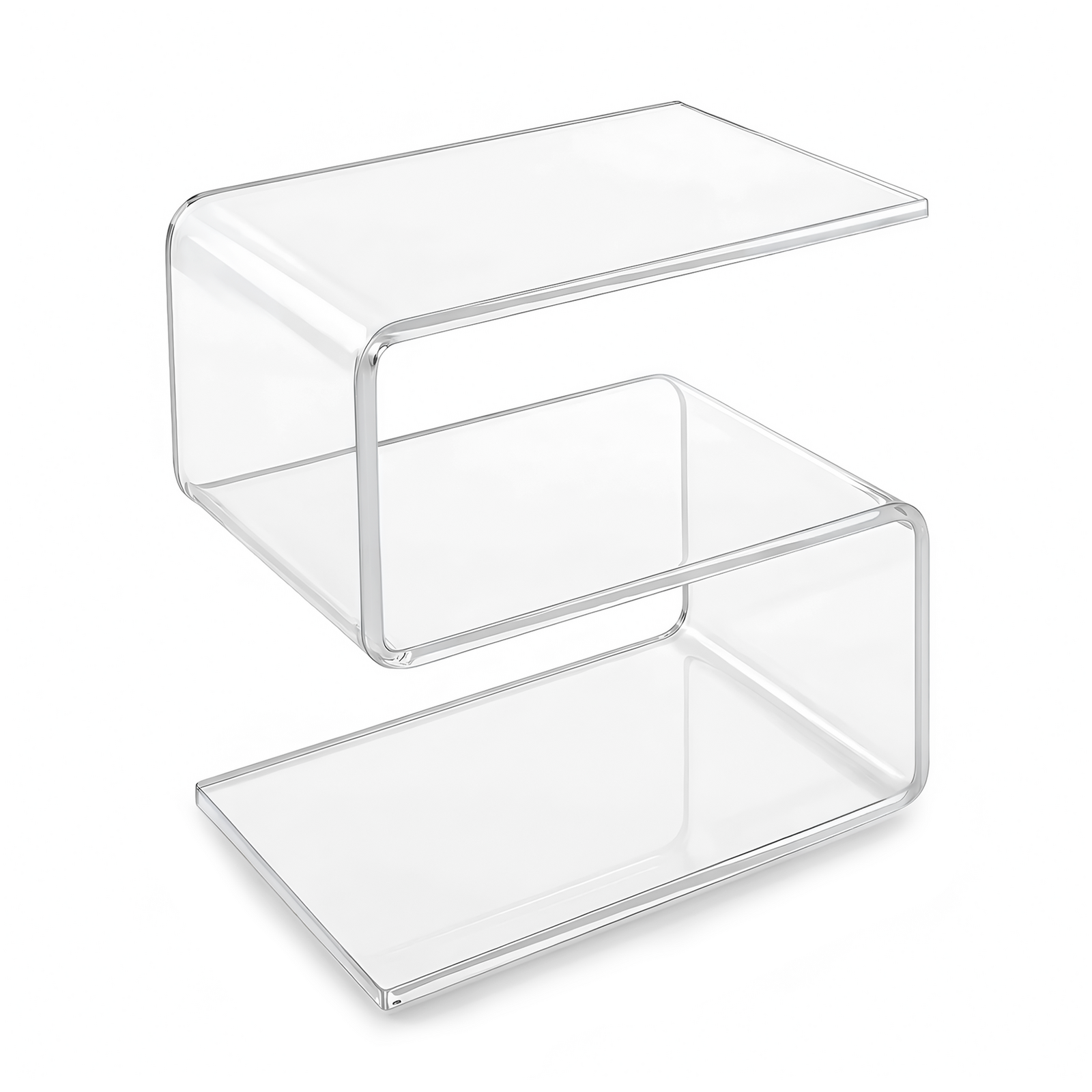 Clear Acrylic Side Table, 3 Tier Transparent End Table, Modern Bedside Table, Sofa Side Table and Display Shelf for Living Room Bedroom