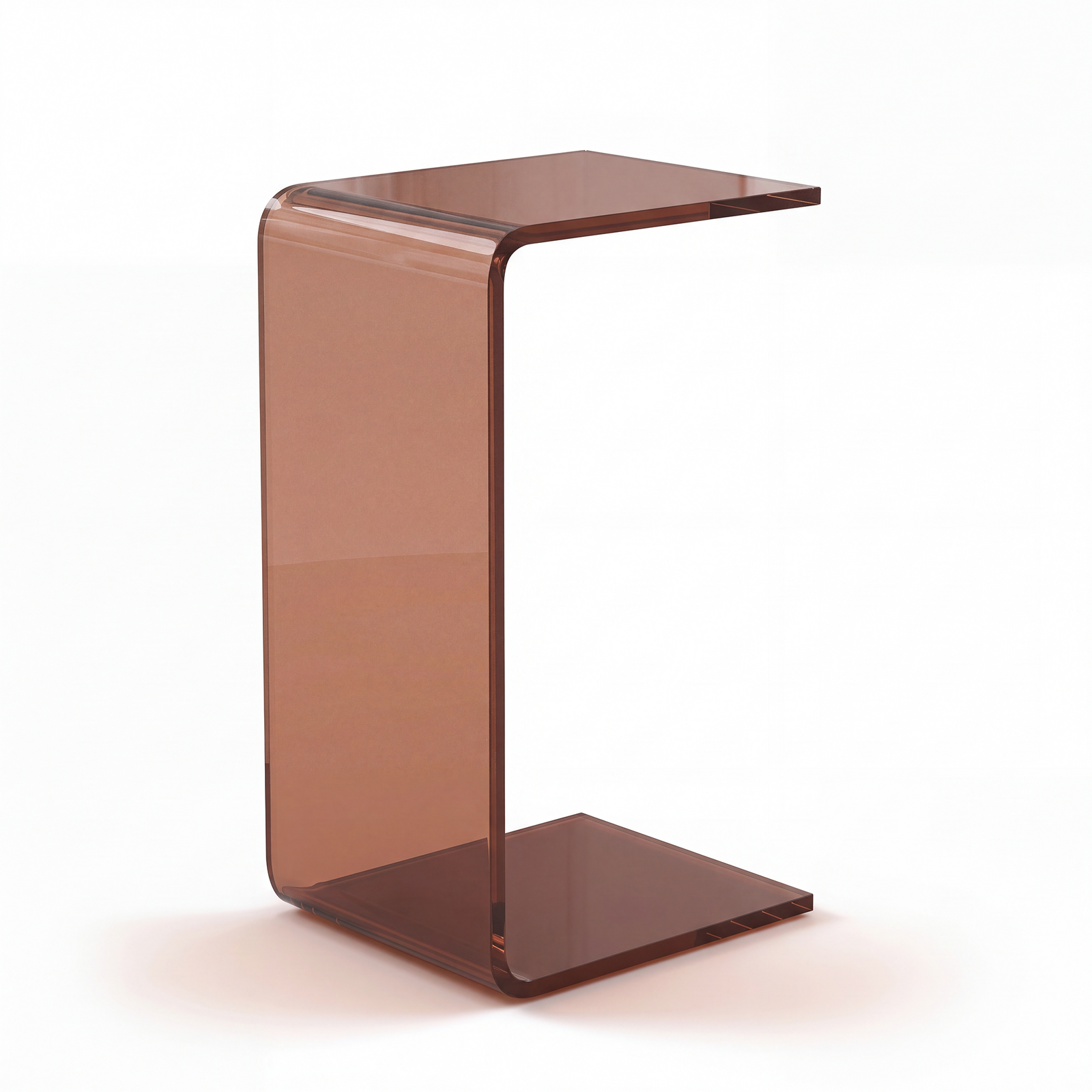 Brown Acrylic Coffee Table, Minimalist U Shaped Brow Sofa Side Table, Brow Lucite Center Table for Living Room