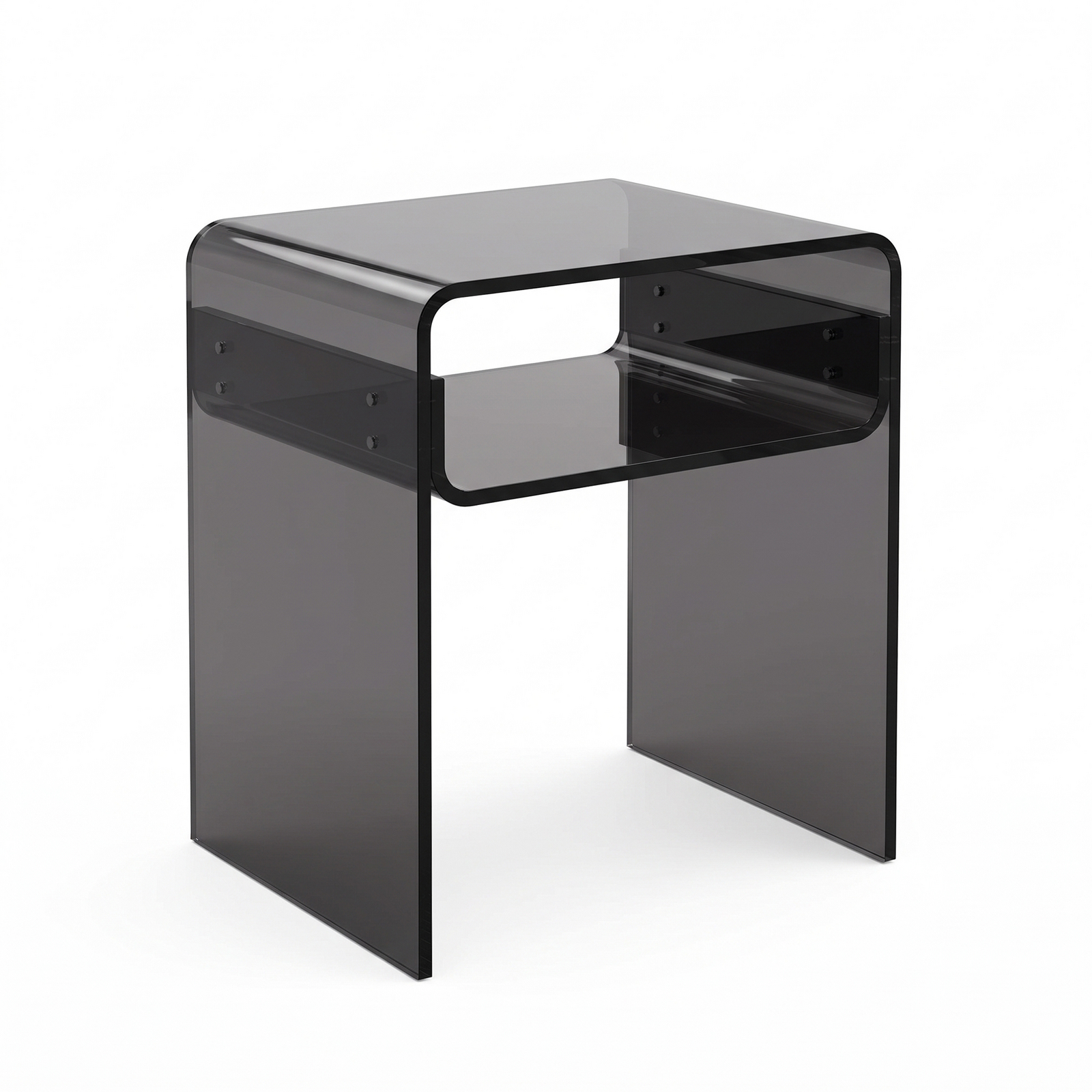 Modern Black Acrylic Side Table, Contemporary Black End Table for Bedroom or Living Room, Minimalist Nightstand with Open Shelf Design