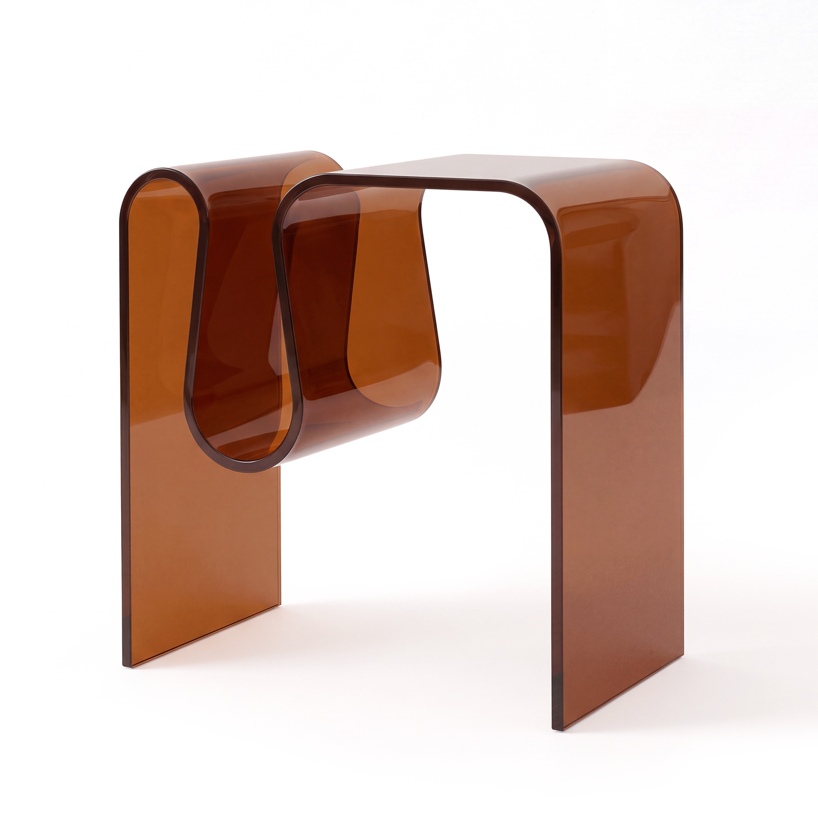 Acrylic Side Table 45x30x45 cm, Curved Edge Bedside Table, Coffee End Table, Brown