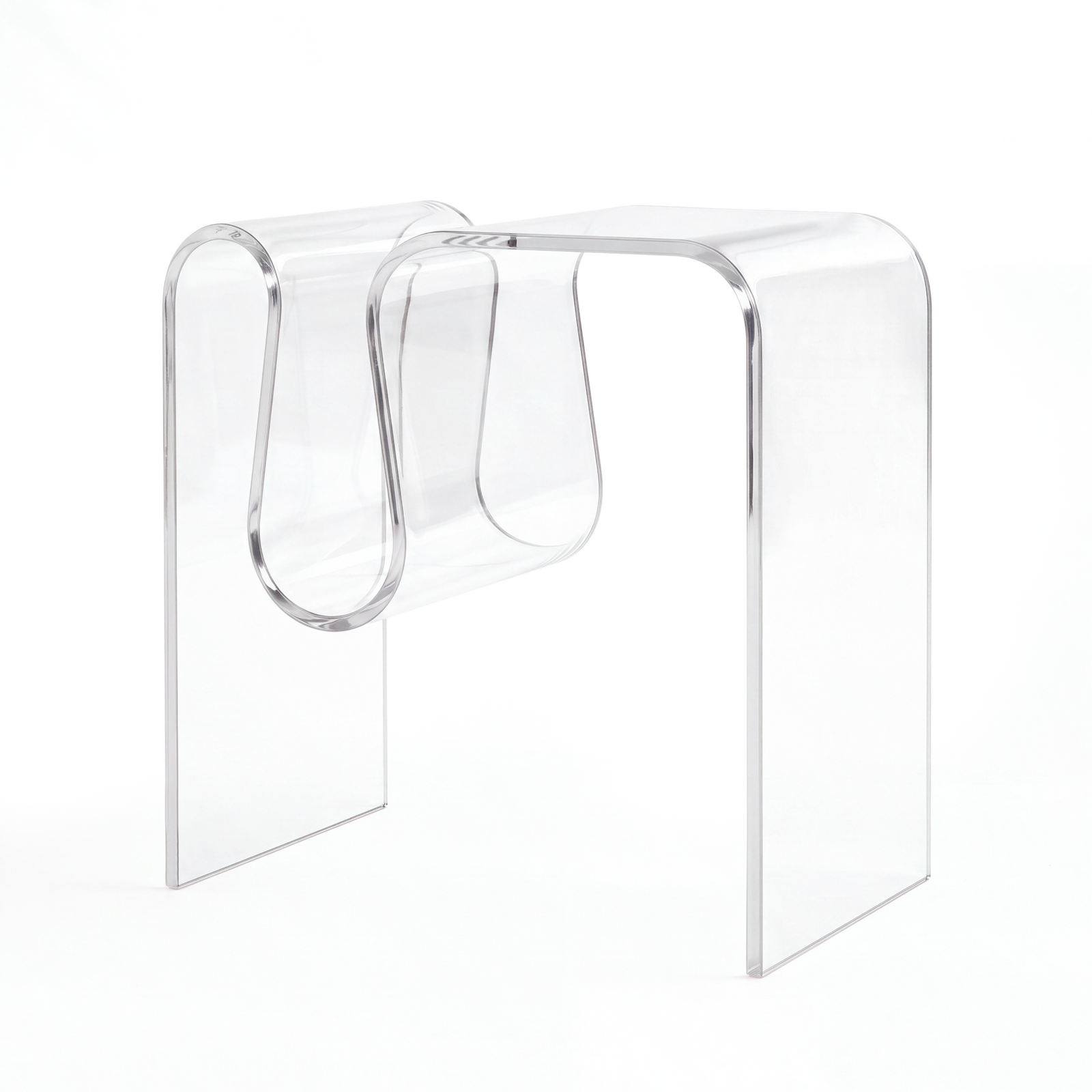 Acrylic Side Table 45x30x45 cm, Curved Edge Bedside Table, Coffee End Table, Clear