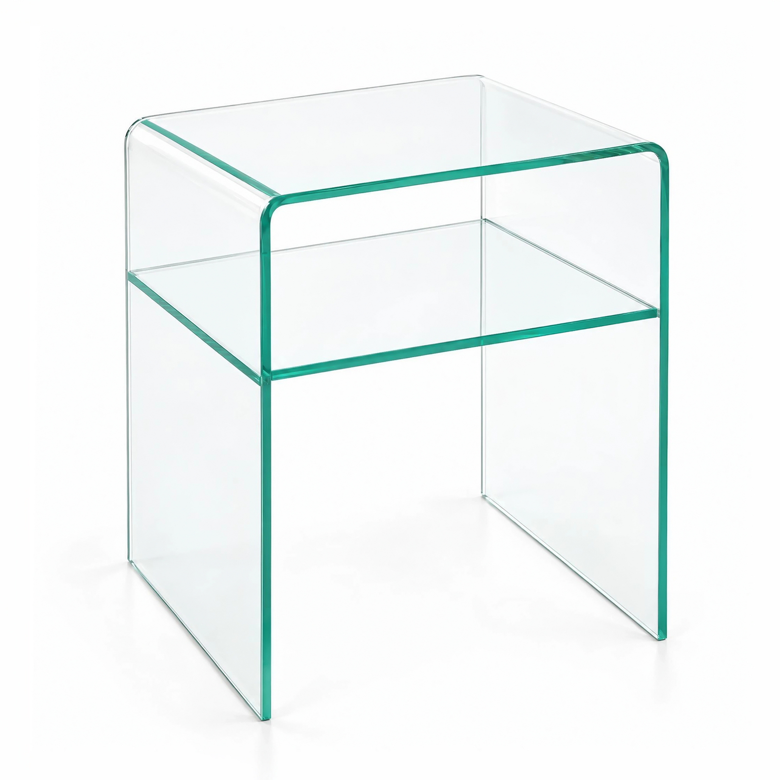 Acrylic Side Table 45x40x55cm, 2-Tier Modern Bedside Table, Coffee End Table, Emerald Tint