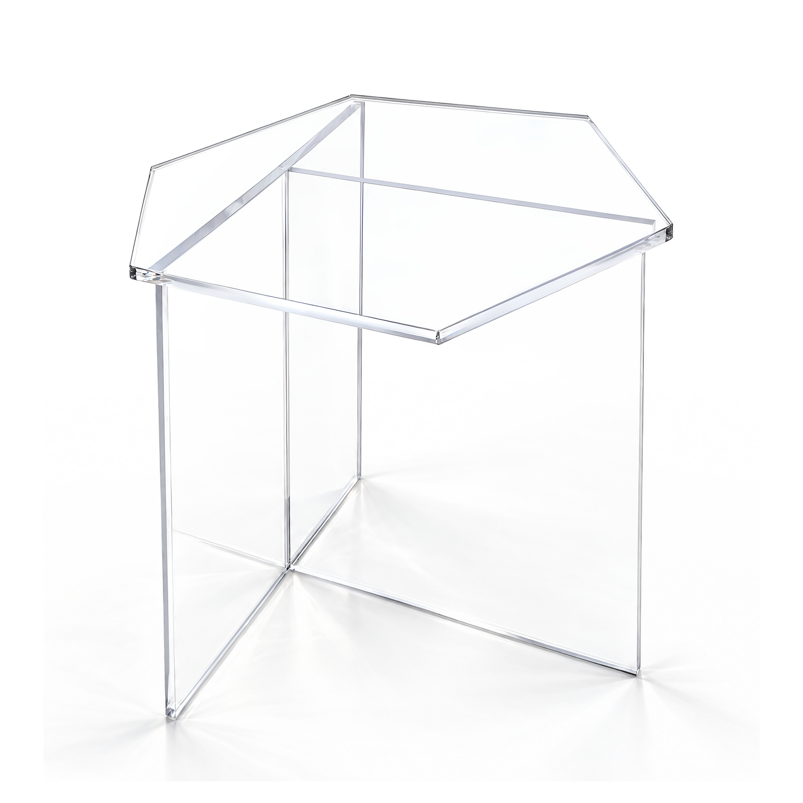 Geometric Acrylic Side Table 45x39x45cm, Modern Hexagon Bedside Coffee End Table, Clear