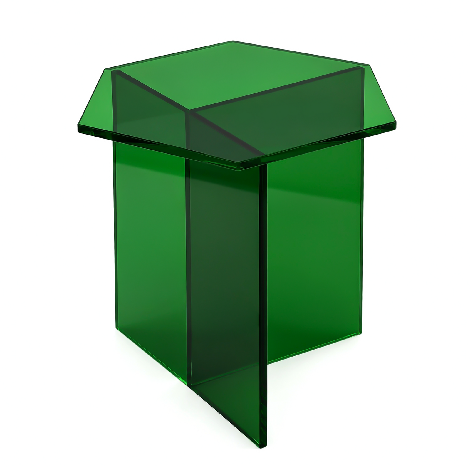 Geometric Acrylic Side Table 45x39x45cm, Modern Hexagon Bedside Coffee End Table, Green