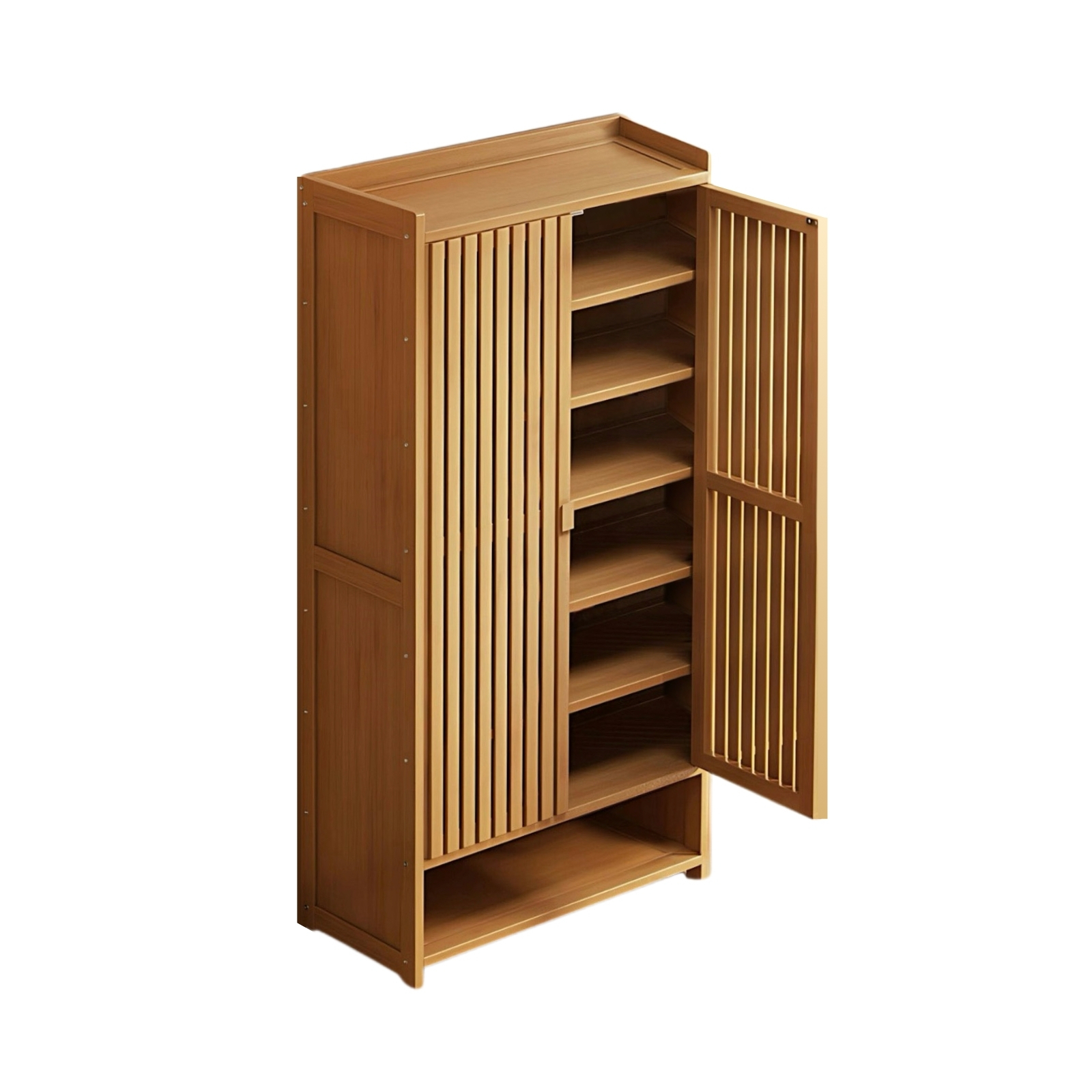 7-Tier Shoes Cabinet Storage Rack Louvered Door Shelves Shoe Rack Organiser