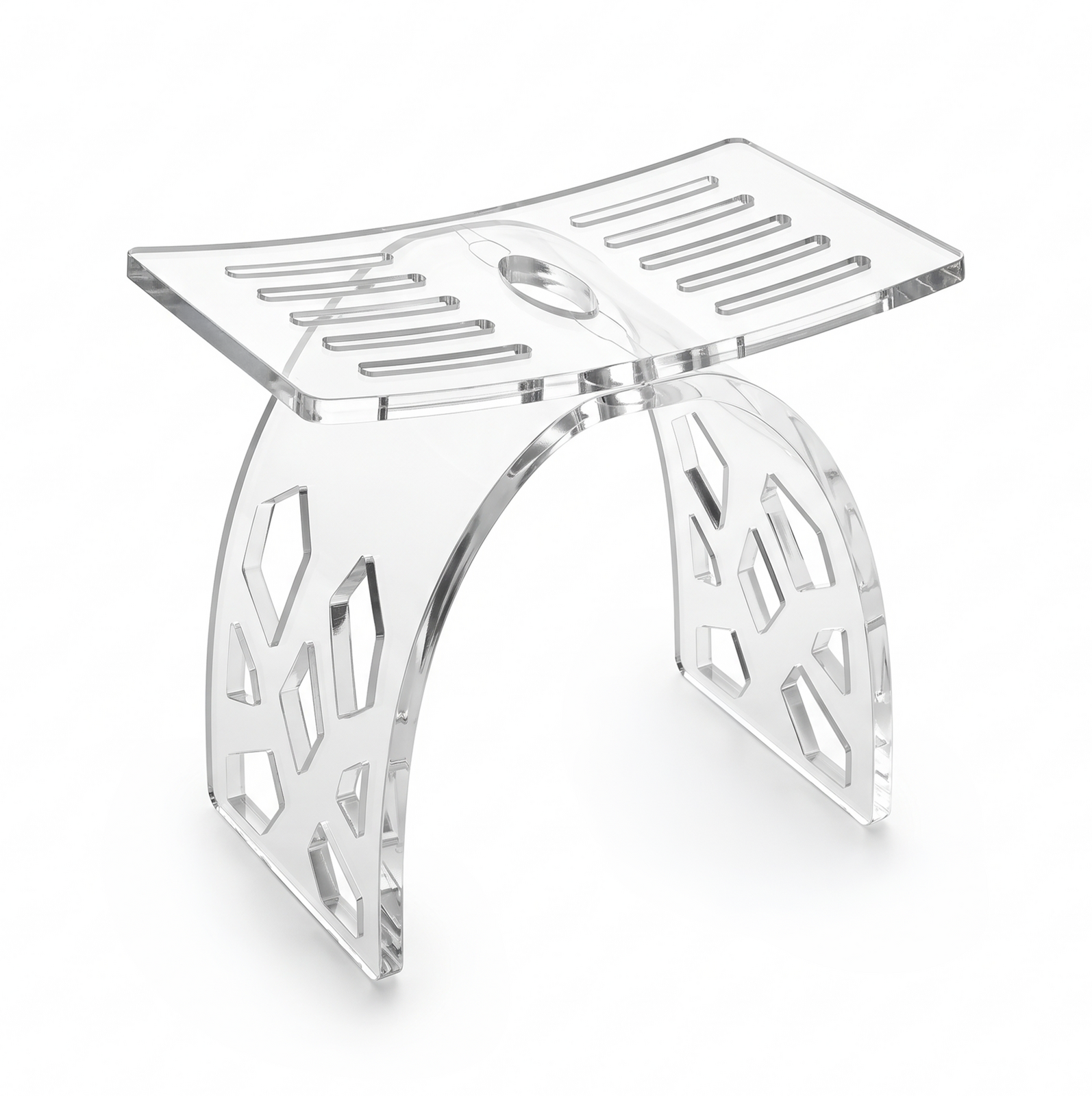 Acrylic Shower Stool 42x22x40cm, Heavy Duty Bathroom Bench, Multi-Use Storage, Clear