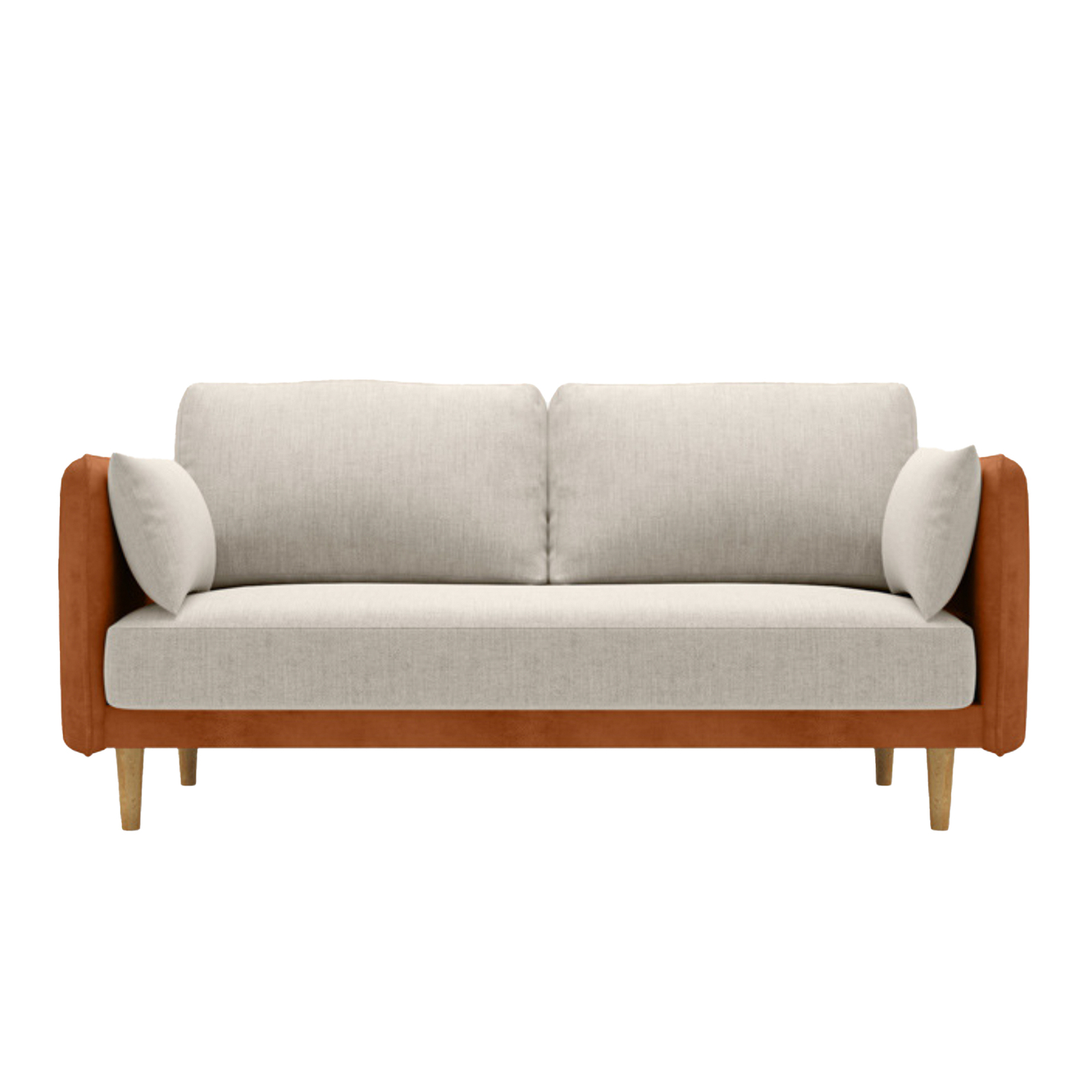Modern Sofa Large Double 2-3 Seater Couch - White and Orange