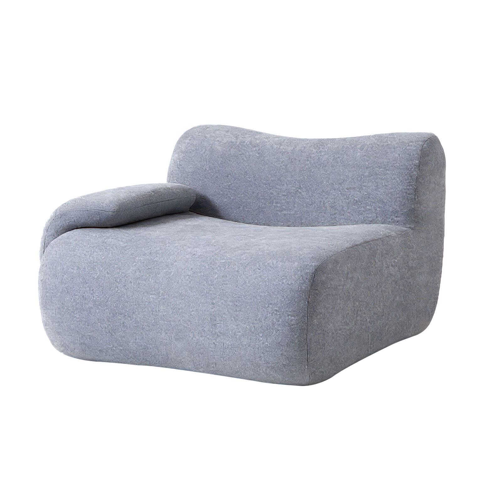Right Armrest Chair, 1PC Modular Sofa, Grey Accent Chair with Sofa Pad, Modern Ergonomic Chair, High-Resilience Foam, Sturdy and Durable Frame