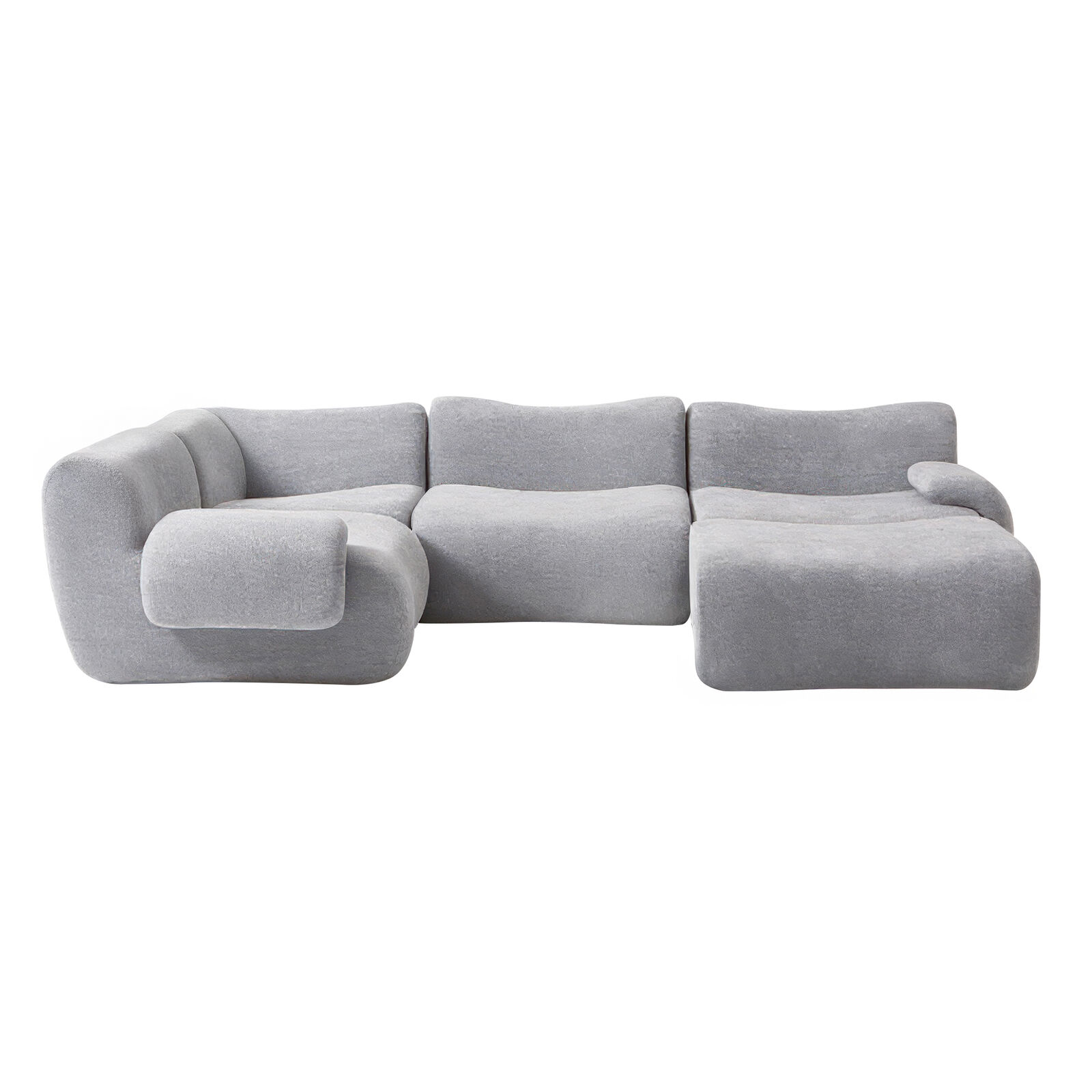 5PC Modular U Shape Sofa,1-5 Seater Grey Accent Sofa Set, Corner, Ottoman, Armless, Armrest Lounge Chair Couch, Adjustable Modern Ergonomic Chair