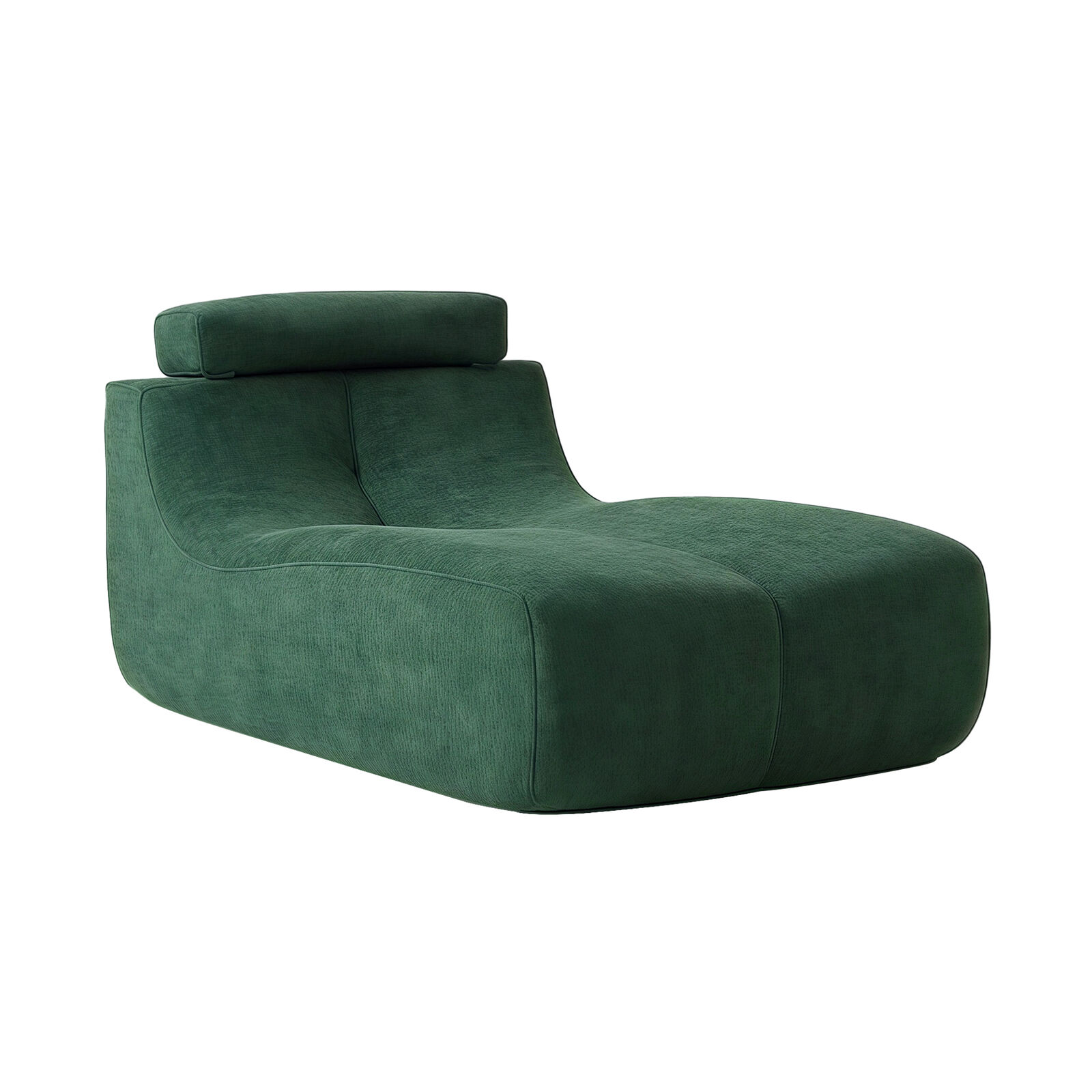 Lounge Chaise Sofa, 1PC Modular Sofa Lounge Chair, Green Accent Chair, Modern Ergonomic Chair, High-Density Foam & Built-in Headrest