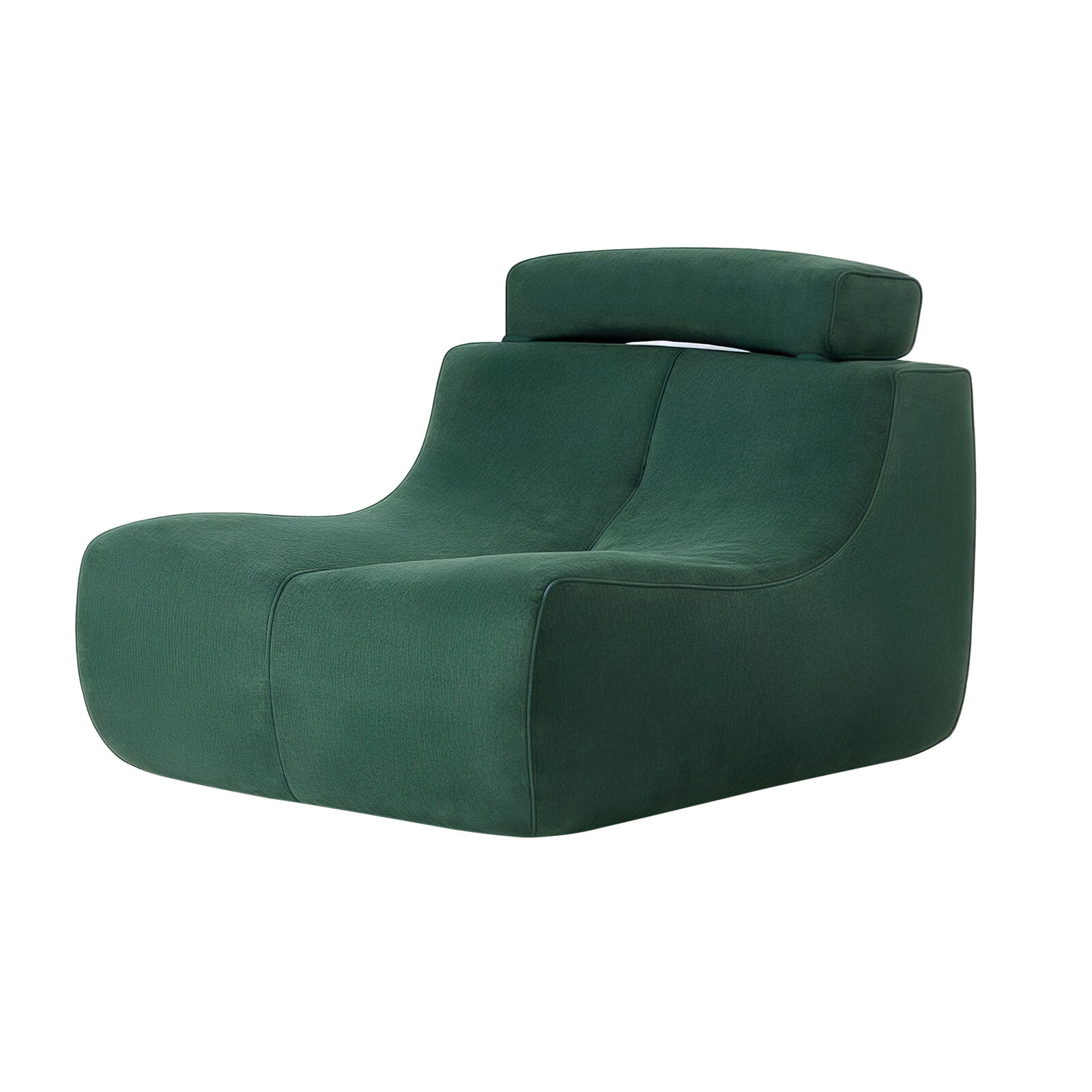 Middle Armless Lounge Sofa, 1PC Modular Sofa Lounge Chair, Green Accent Chair, Ergonomic Chair, High-Density Foam & Built-in Headrest