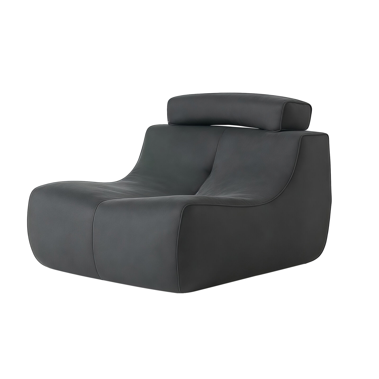 Middle Armless Lounge Sofa, 1PC Modular Sofa Lounge Chair, Grey Accent Chair, Ergonomic Chair, High-Density Foam & Built-in Headrest