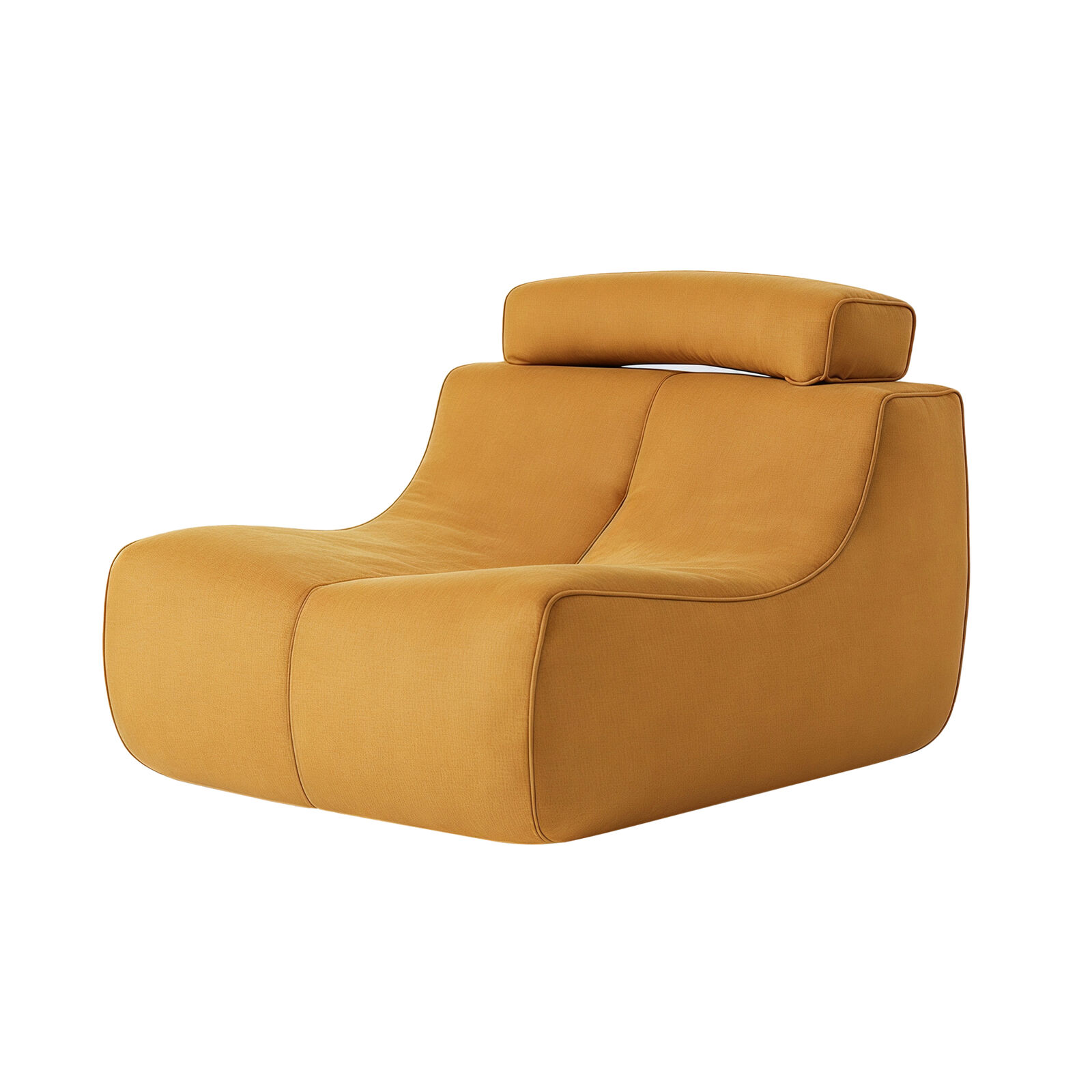 Middle Armless Lounge Sofa, 1PC Modular Sofa Lounge Chair, Yellow Accent Chair, Ergonomic Chair, High-Density Foam & Built-in Headrest