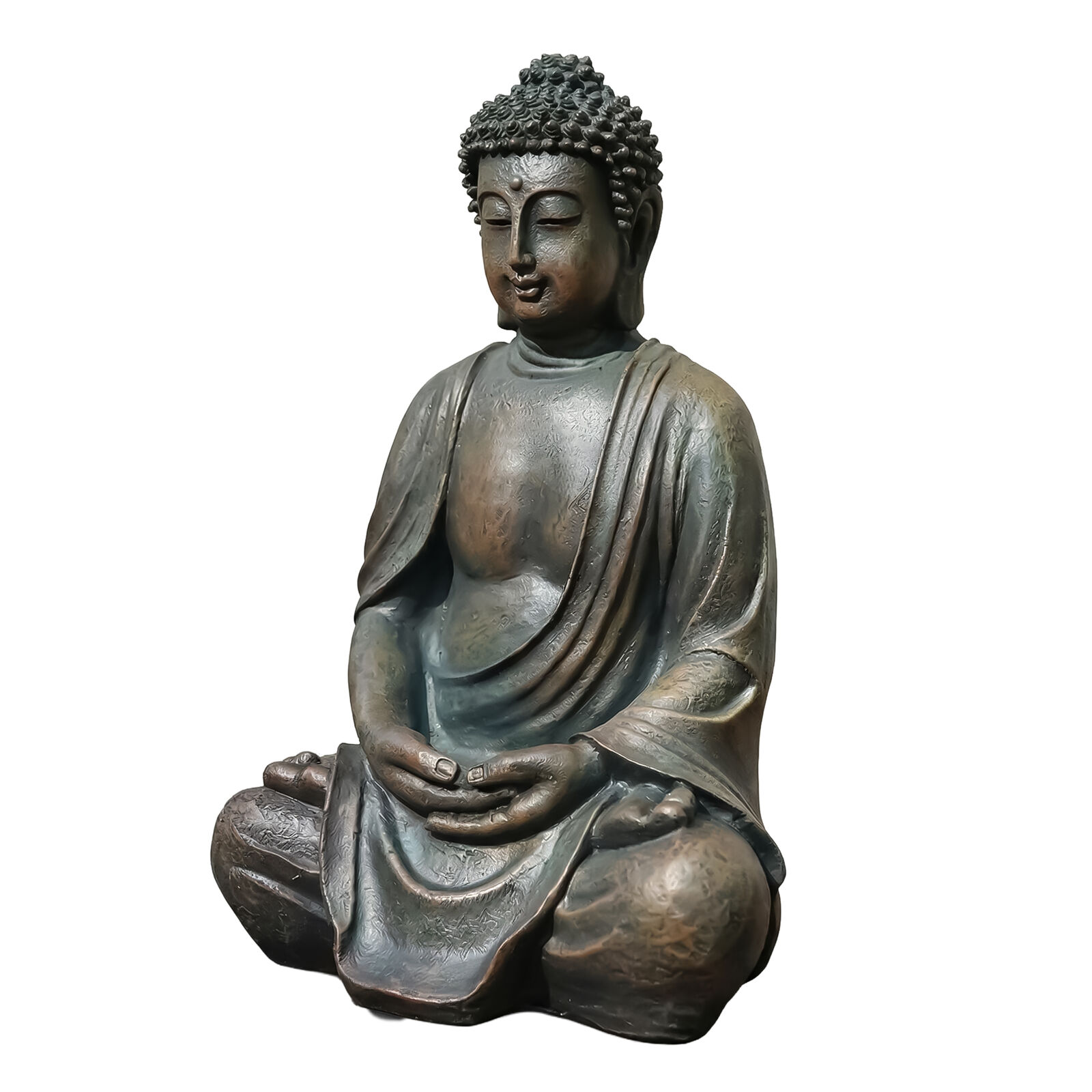 Zen Garden Buddha Statue | 40cm Tall Meditating Outdoor Buddha Sculpture | Weather Resistant Magnesium Oxide Decor | 3kg Aged Bronze Finish