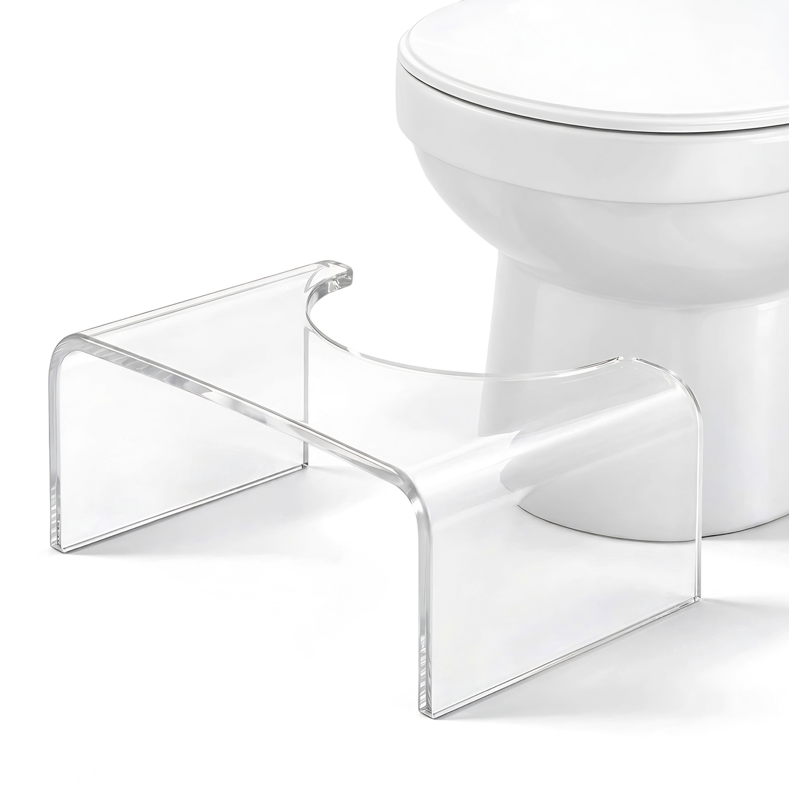 Acrylic Toilet Step Stool, 18cm Non-Slip Squat Potty Ergonomic Bathroom Footstool, Clear