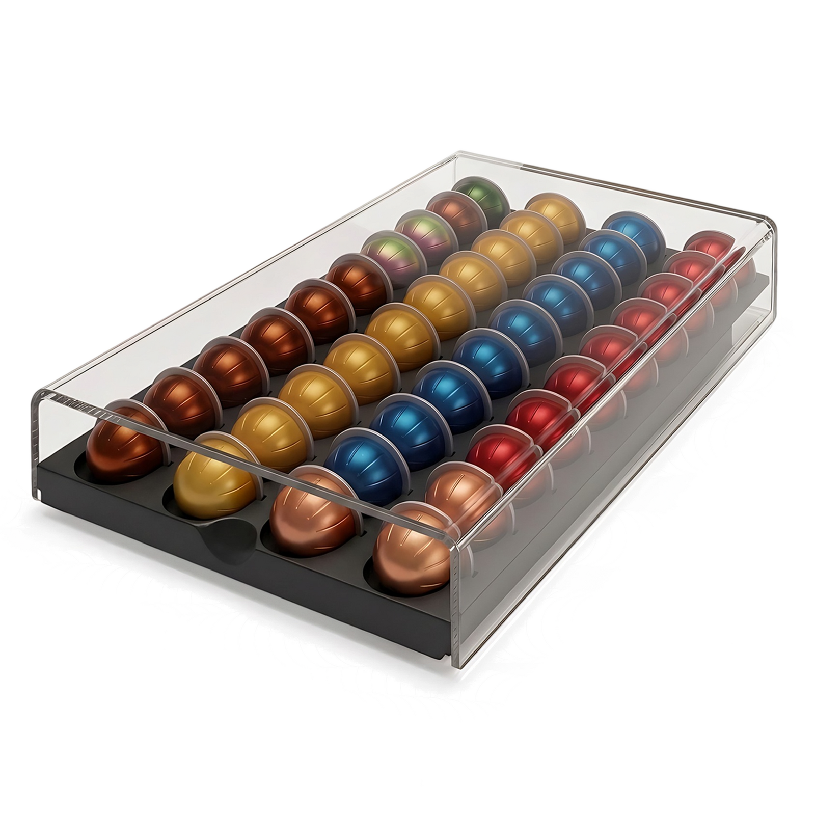 Acrylic Coffee Pod Storage Drawer, 40 Pods Organiser Compatible with Nespresso Vertuo Pods