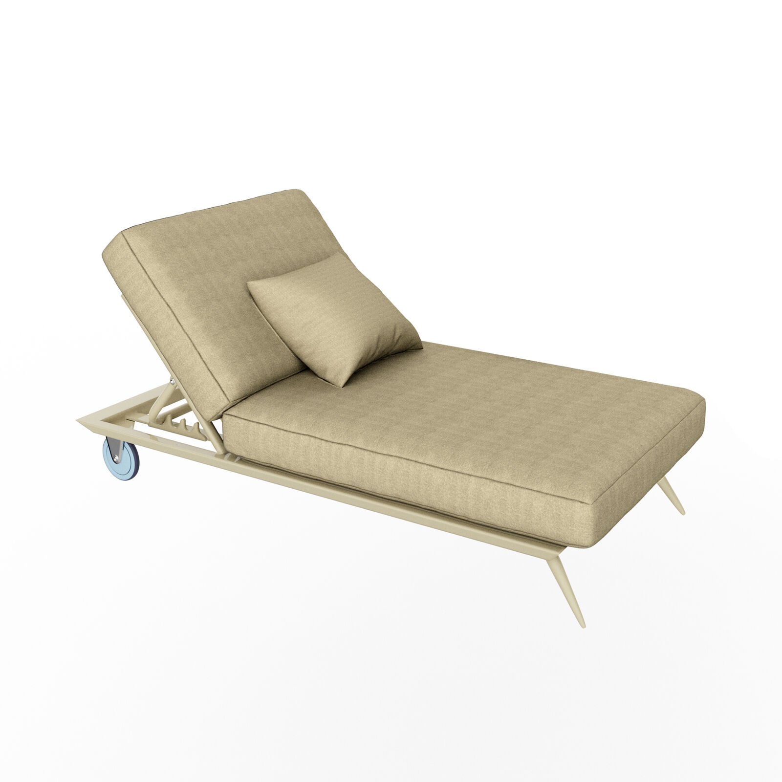 Single Light Brown Reclining Sun Lounger, Outdoor Folding Sunbed, Sofa Day Bed, Lightweight Frame w/ Wheels Outdoor Furniture
