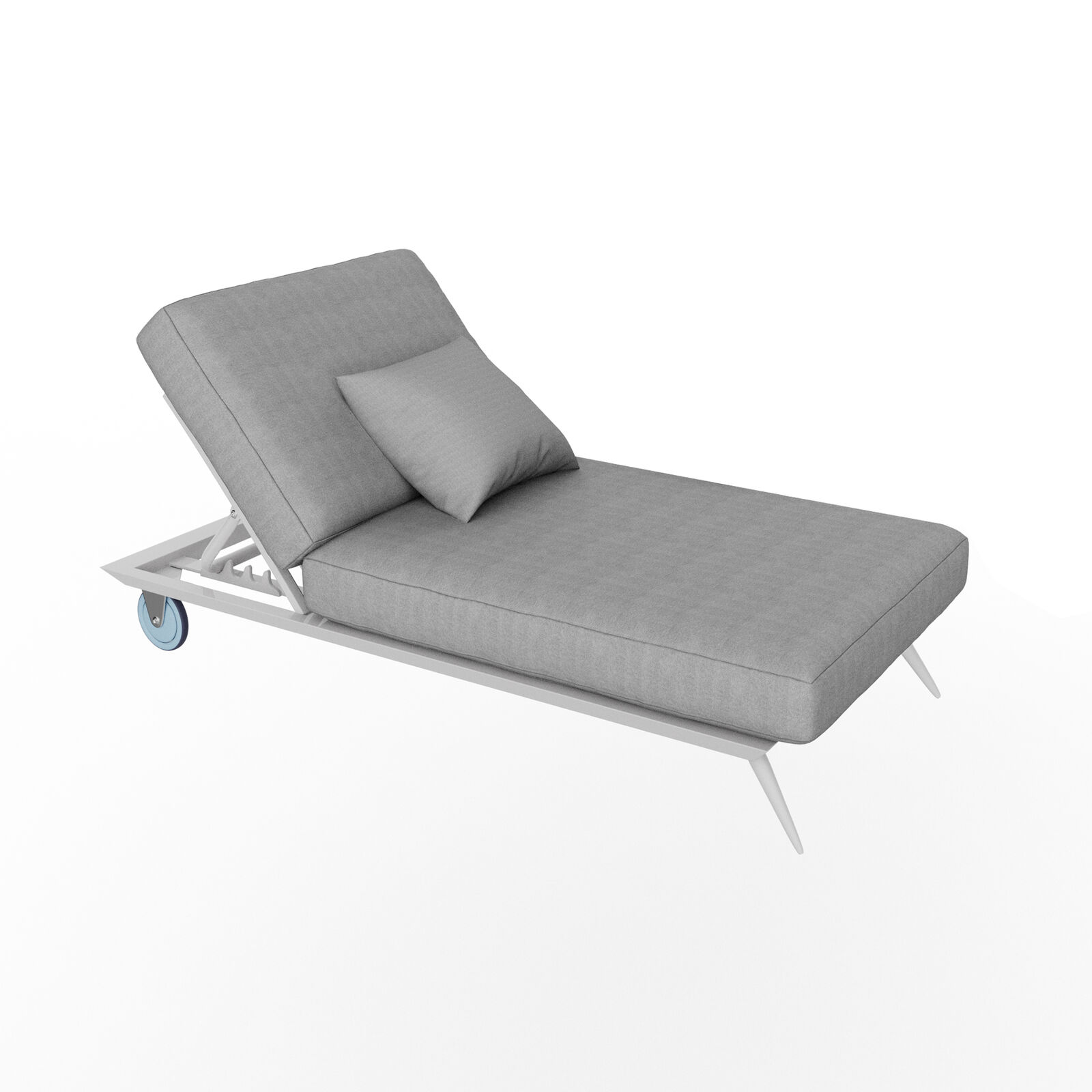 Single Grey Reclining Sun Lounger, Outdoor Folding Sunbed, Sofa Day Bed, Adjustable Backrest, Lightweight Frame w/ Wheels Outdoor Furniture