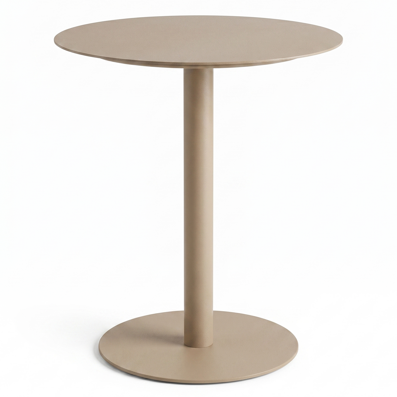 Beige Modern Metal Round Table, Durable and Easy to Clean Surface Bar Table for Outdoor Patio, Poolside, Garden or Café Areas Side Table