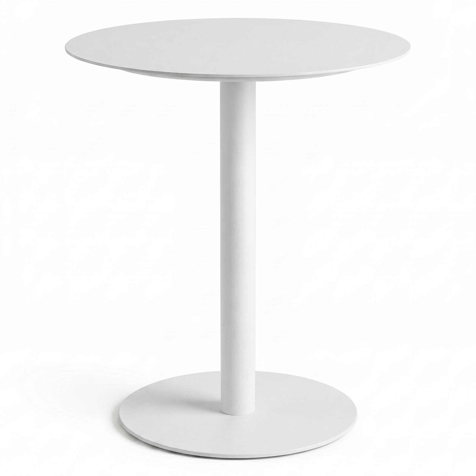 White Modern Metal Round Table, Durable and Easy to Clean Surface Bar Table for Outdoor Patio, Poolside, Garden or Café Areas Side Table
