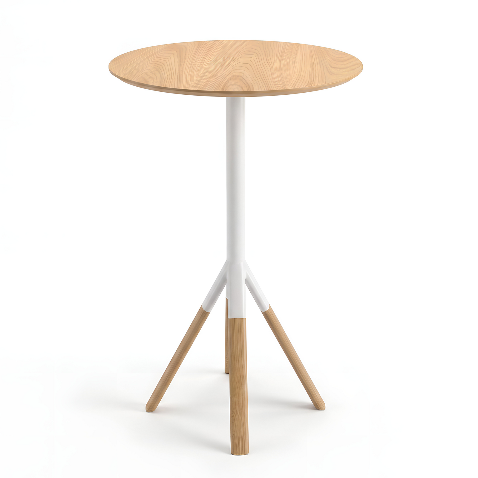 Round Bar Table Solid Oak Veneer, 60 x 60 x 102cm Kitchen Counter Table with Solid Oak & Carbon Steel Legs (Also Available as Set)