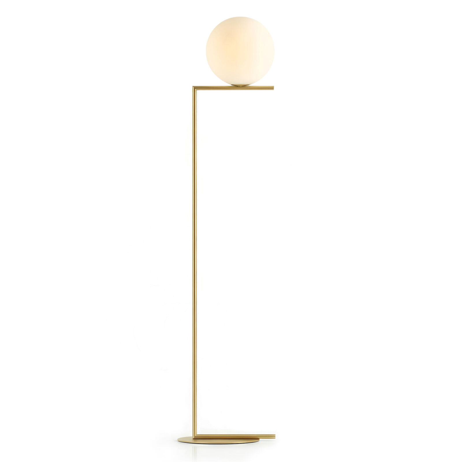 Modern Glass Globe Floor Lamp, 135cm Brass Finish Standing Light with Foot Switch, E14 Warm Bulb Included