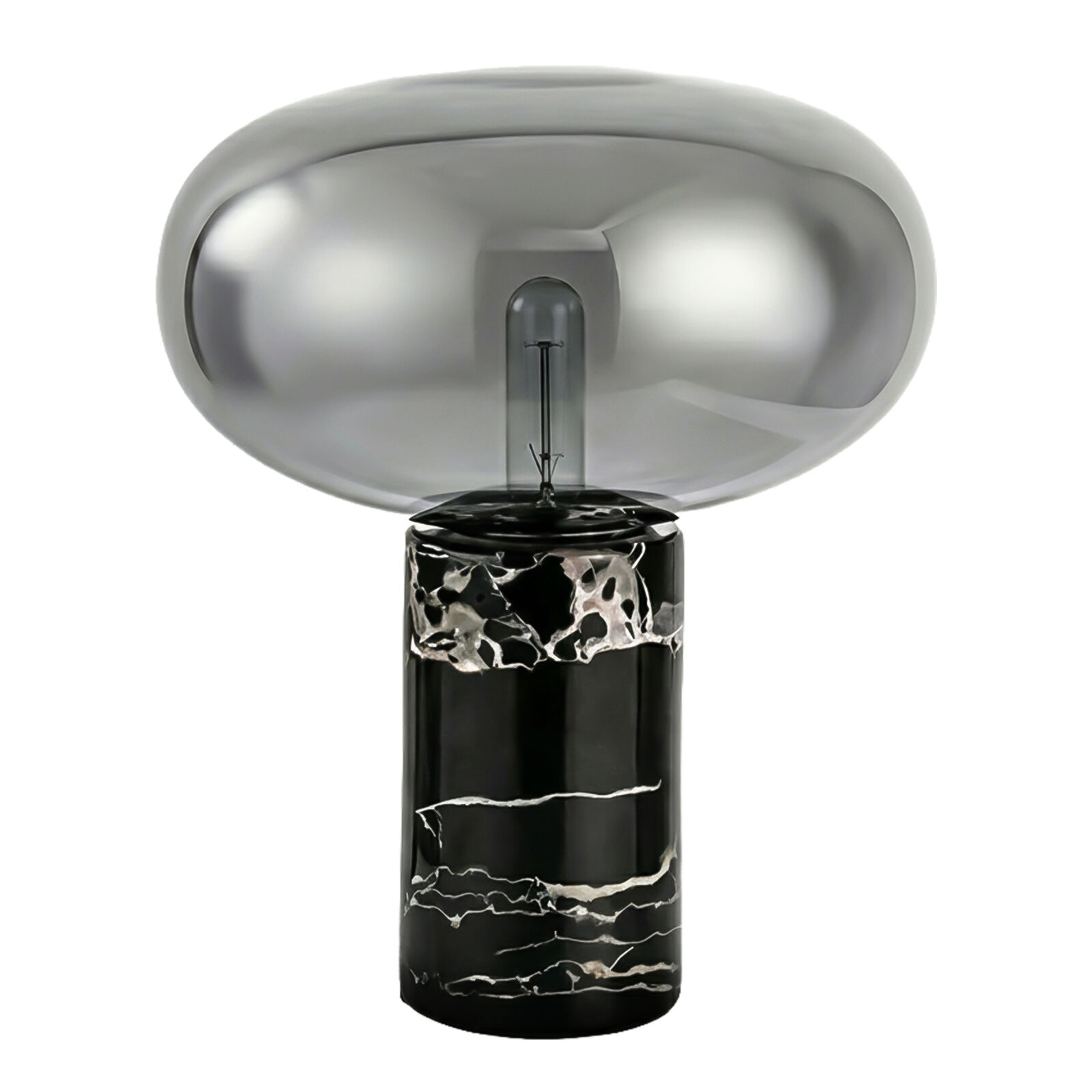 Modern 240V Table Lamp,Black Grey Smoked Glass Accent Bedside Lamp w/ Marble Base, SAA Certified Desk Lamp Light, Stylish Home Décor