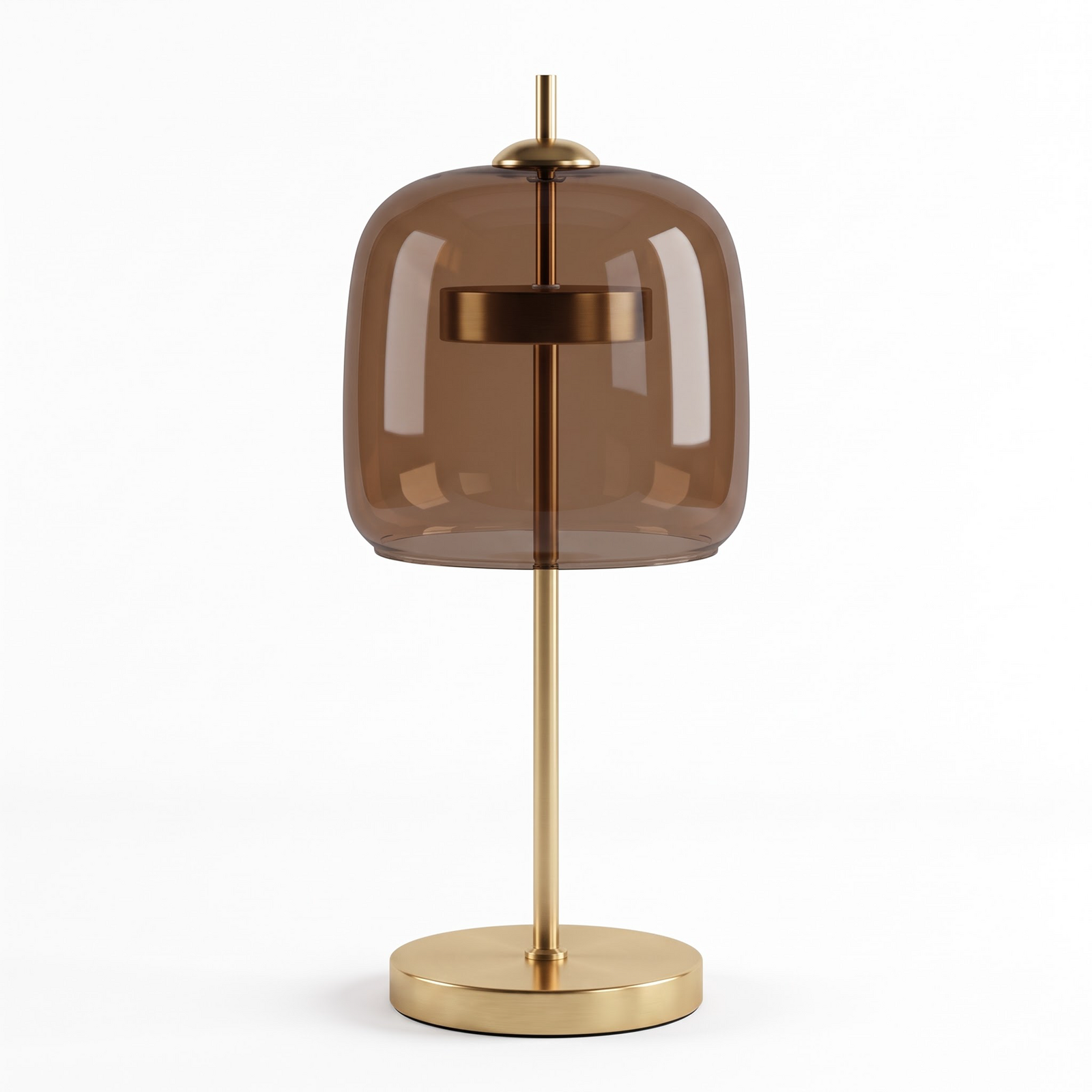 Replica Jube Table Lamp, 240V Brown Modern Glass Dome Bedside Lamp w/ Semi-Transparent Shade, SAA Certified Light for Bedrooms & Living Rooms