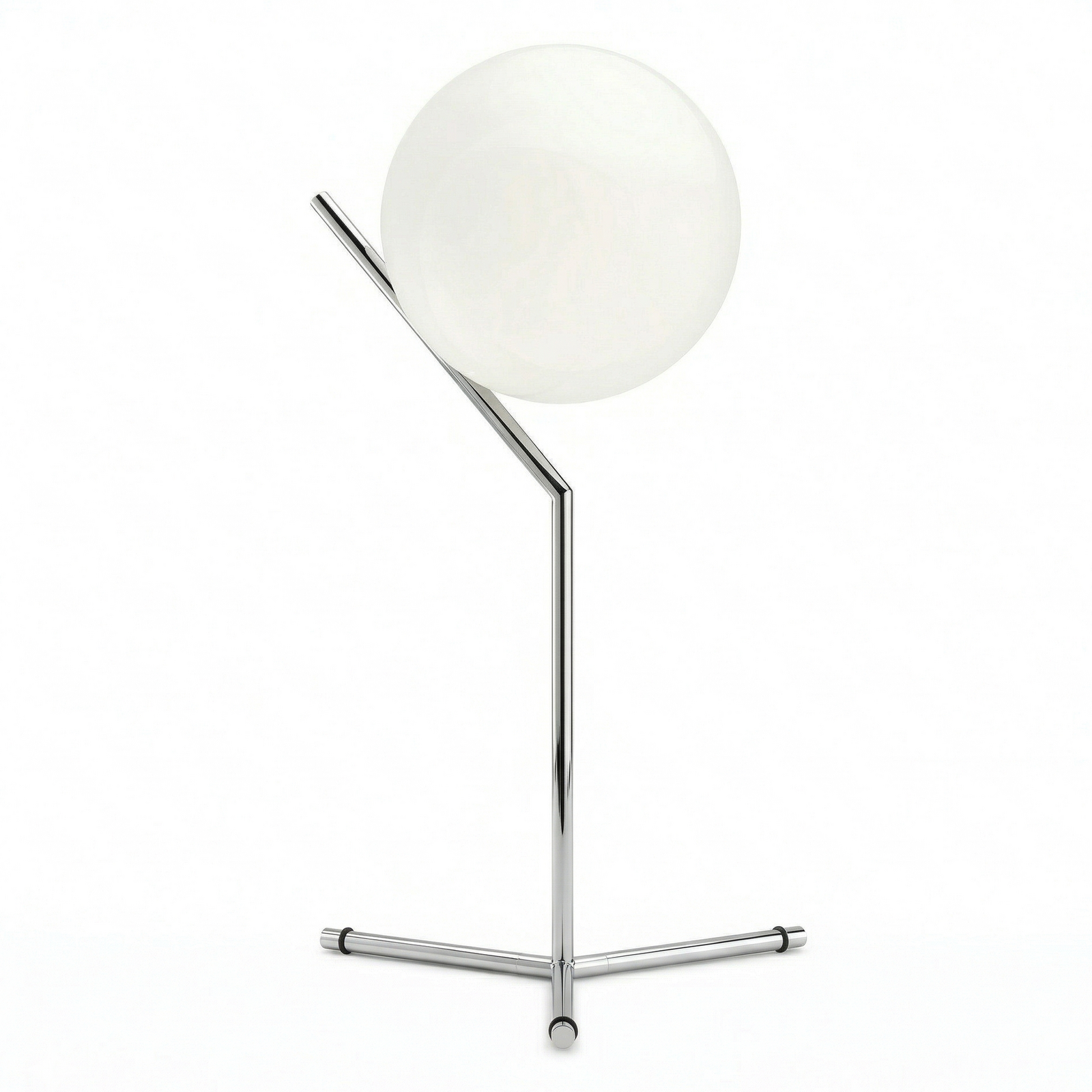 Globe Table Lamp Silver, Modern Minimalis Bedside Lamp, Opal Glass Globe & Metal Frame Desk Lamp for Bedroom, Living Room & Office Decor