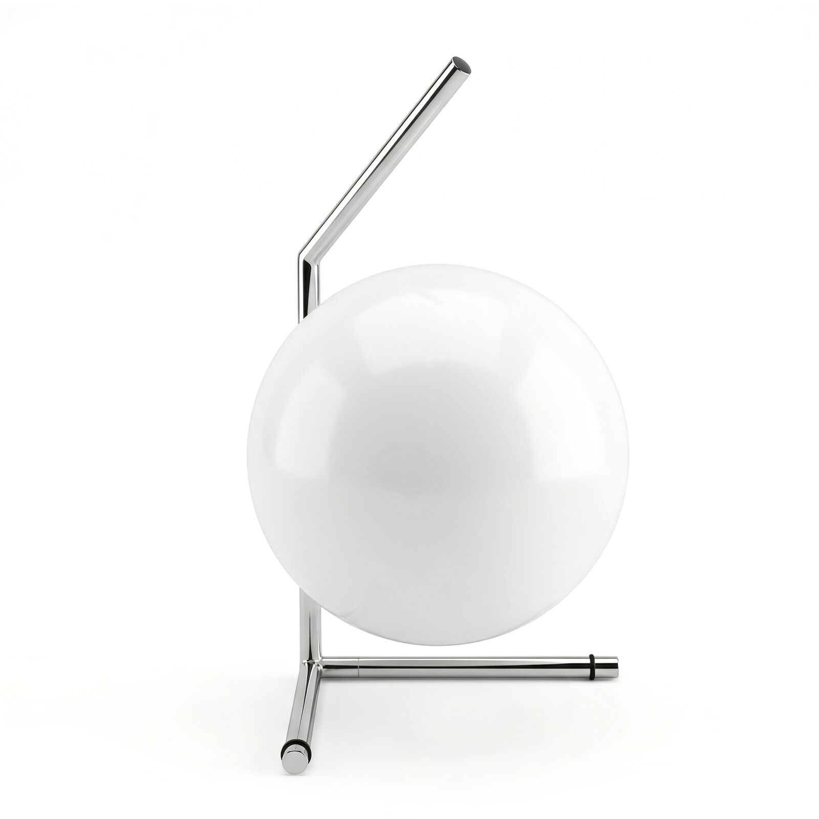 Glass Globe Table Lamp Silver, Modern Geometric Minimalist Bedside Desk Light, Frosted Opal Glass Shade, Warm E14 Bulb, Luxury Home Decor