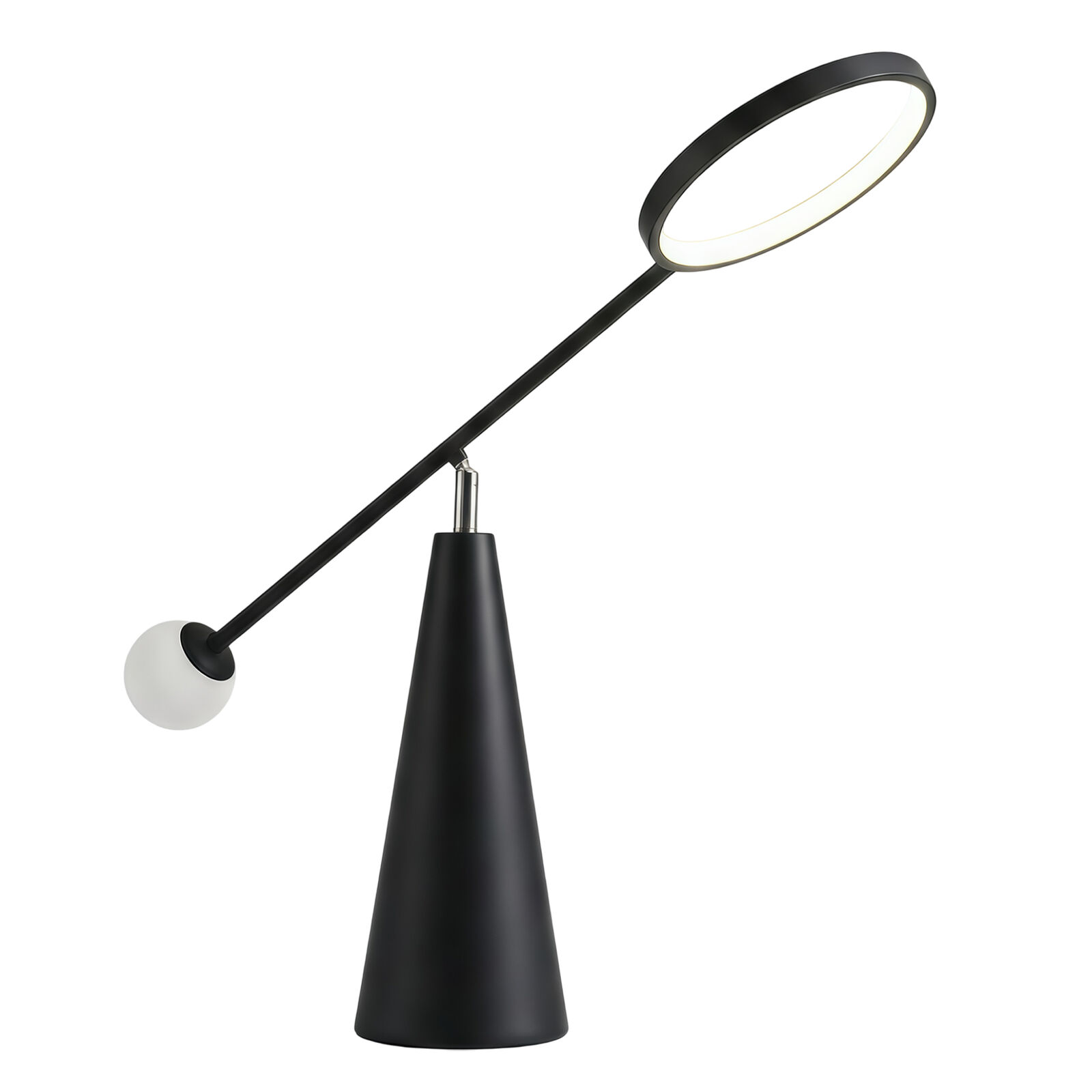 240V Black Orbit Table Lamp, Modern LED Bedside Lamp, SAA Certified Desk Lamp Light w/ Metal Cone Base for Living Rooms, Bedrooms & Offices