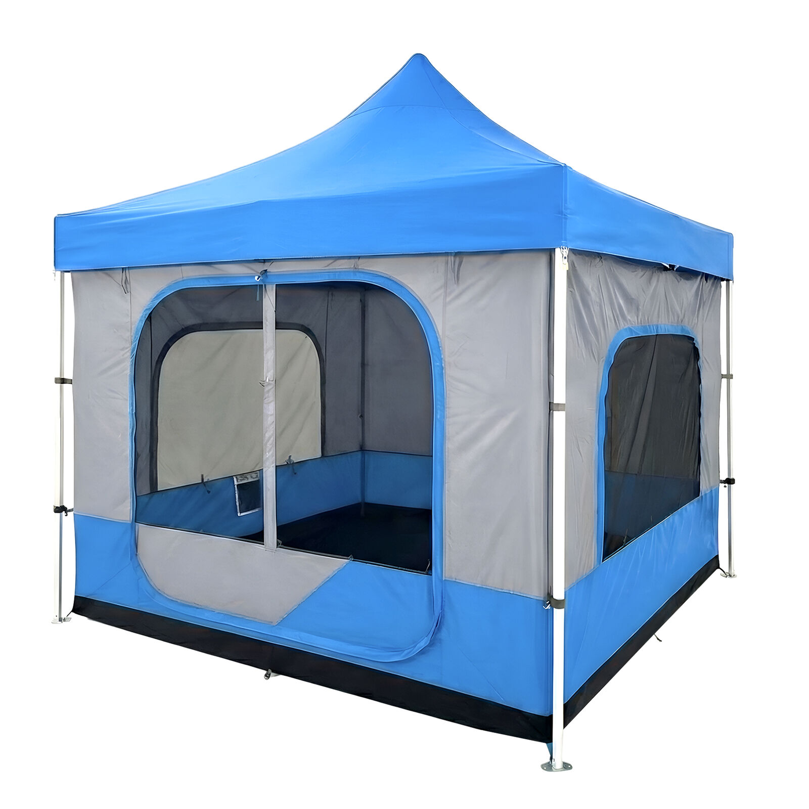 3x3m Pop-Up Canopy Tent and Camping Cube 6.4 Set | Outdoor Camping Tent for Parties, Camping & Patio | Durable & Rust Proof | Royal Blue