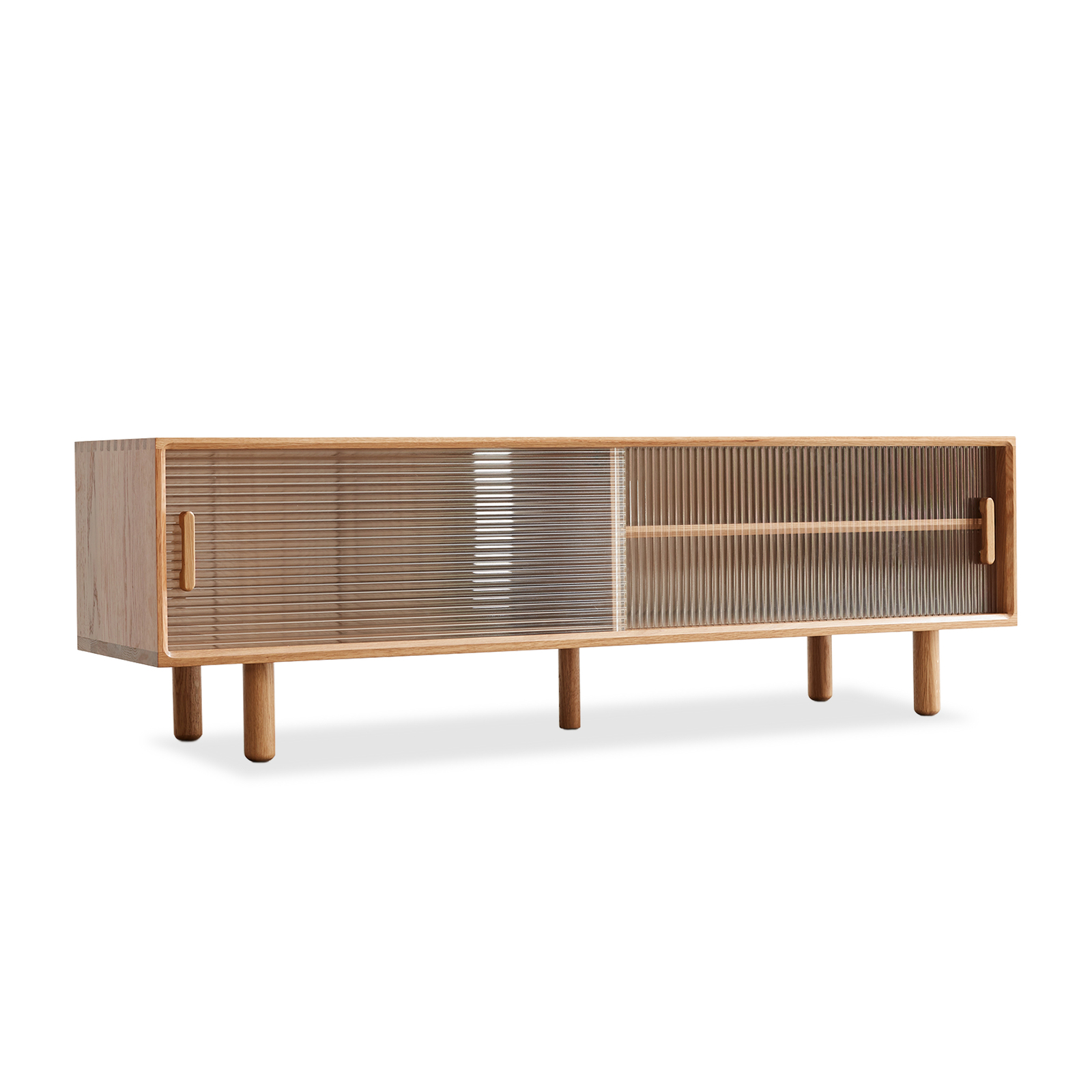 Modern TV Cabinet Entertainment Unit Stand Storage Lowline Wooden Scandinavian Solid Oak 130cm