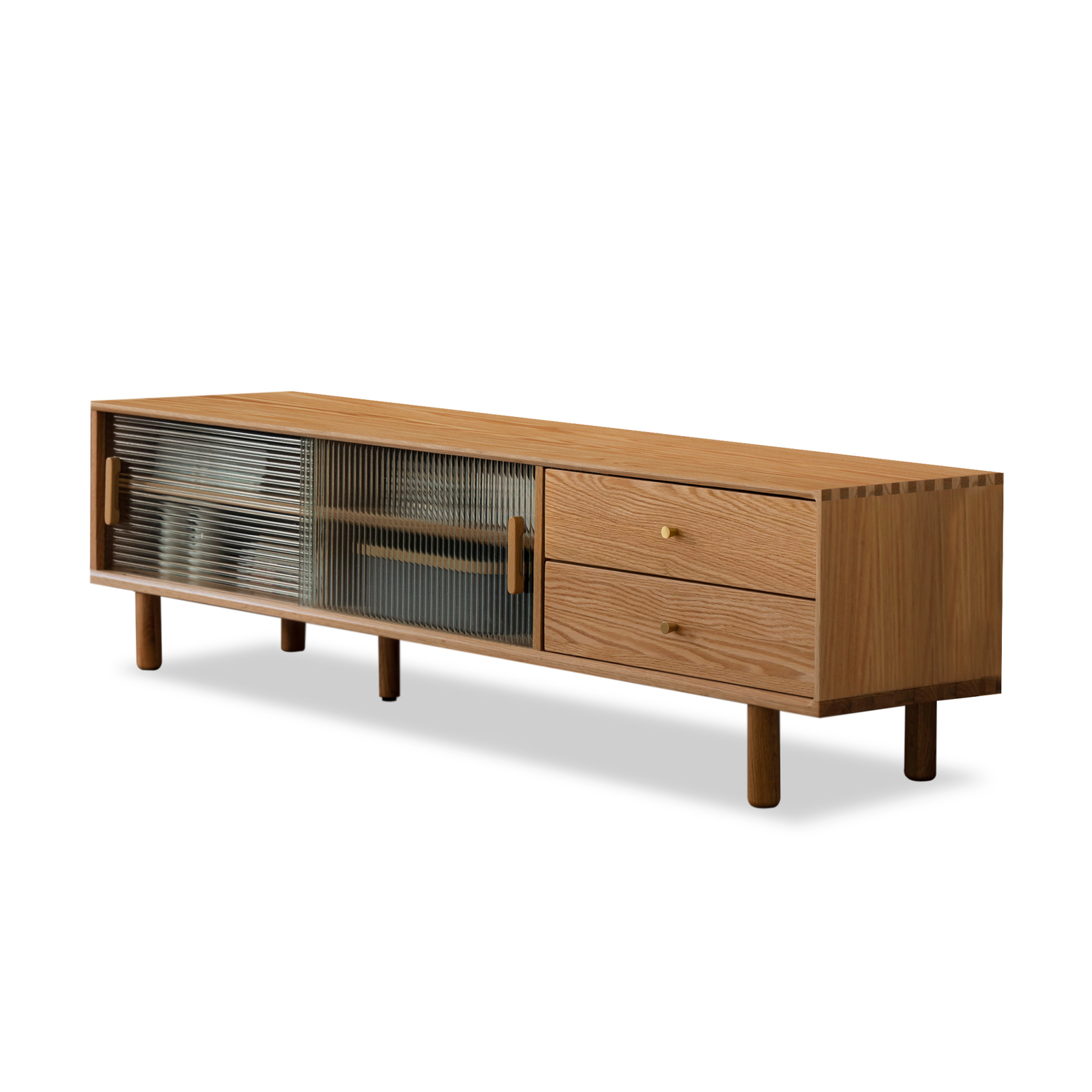 Modern TV Cabinet Entertainment Unit Stand Storage Lowline Wooden Drawers Scandinavian Solid Oak 150cm