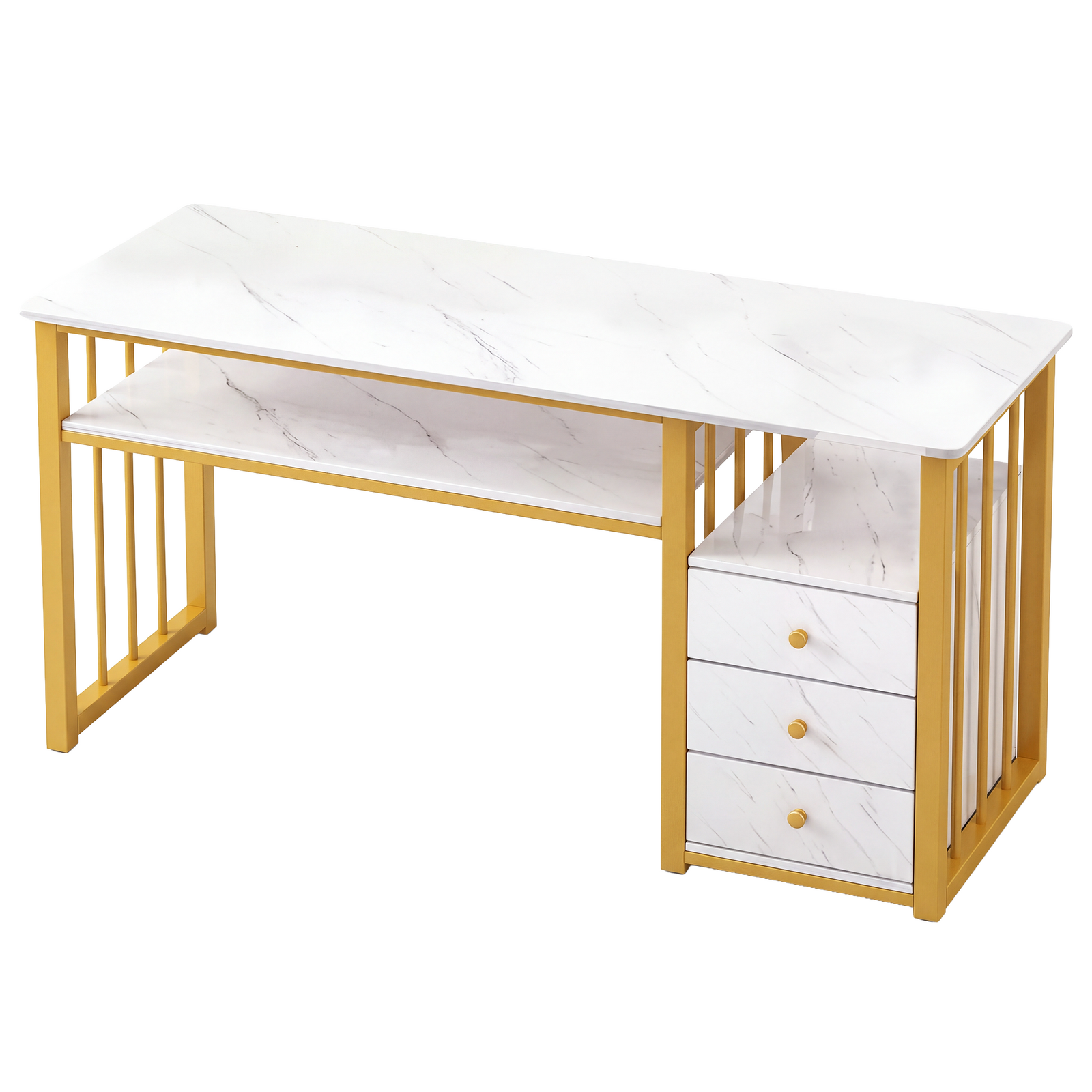 Manicure Table Vanity Table Nail Art Desk Salon Spa Storage 3 Drawer Shelf