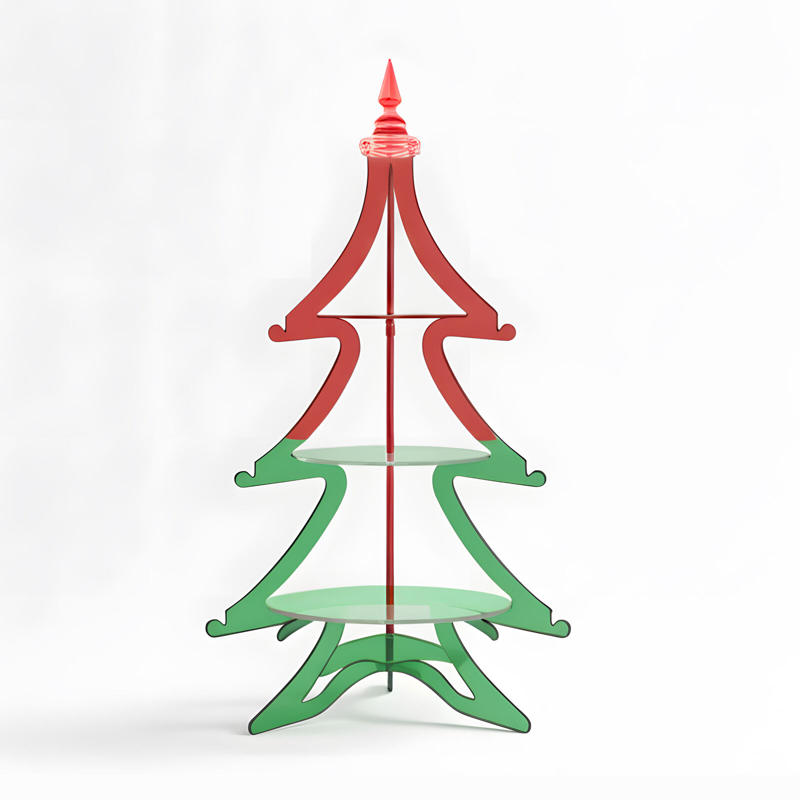 Red Green Christmas Acrylic Tree Dessert Stand, 3-Tier Acrylic Cupcake & Cake Holder, 120cm Festive Party Display & Easy Assembly Tower Tree