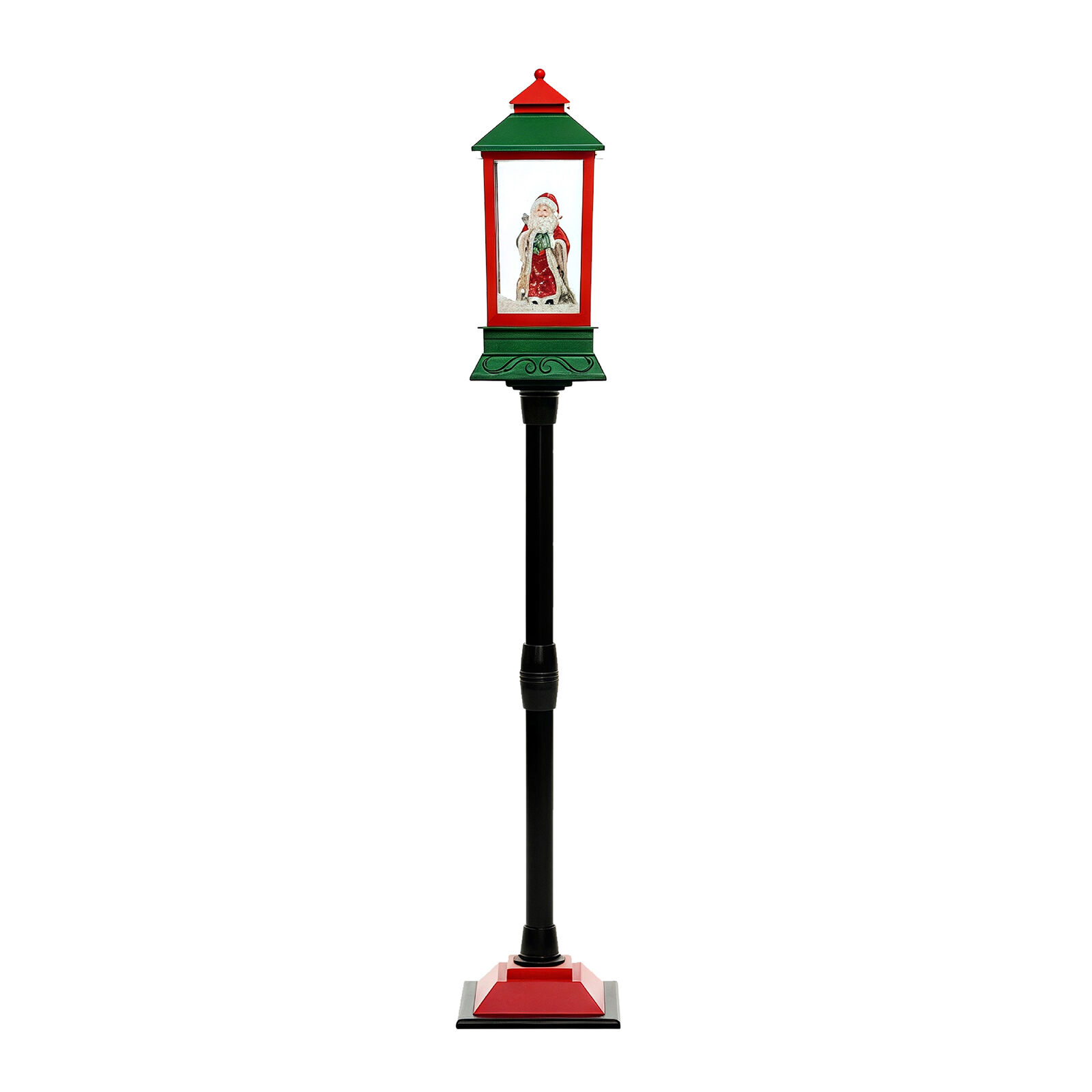 148cm Green Christmas Lamp Post Decoration, Festive Holiday Lamp Post with Tall Rectangular Light-Up Lantern, Easy Assembly & Covered Porch Displays