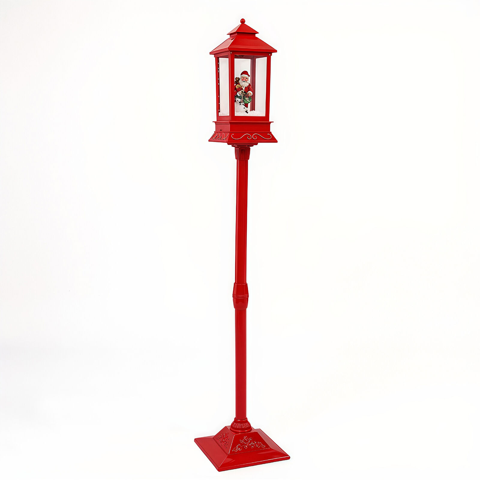 148cm Red Christmas Lamp Post Fairy Light Decoration, Festive 148cm Indoor Christmas Street Lights Lamp, Easy Assembly & Lightweight Design